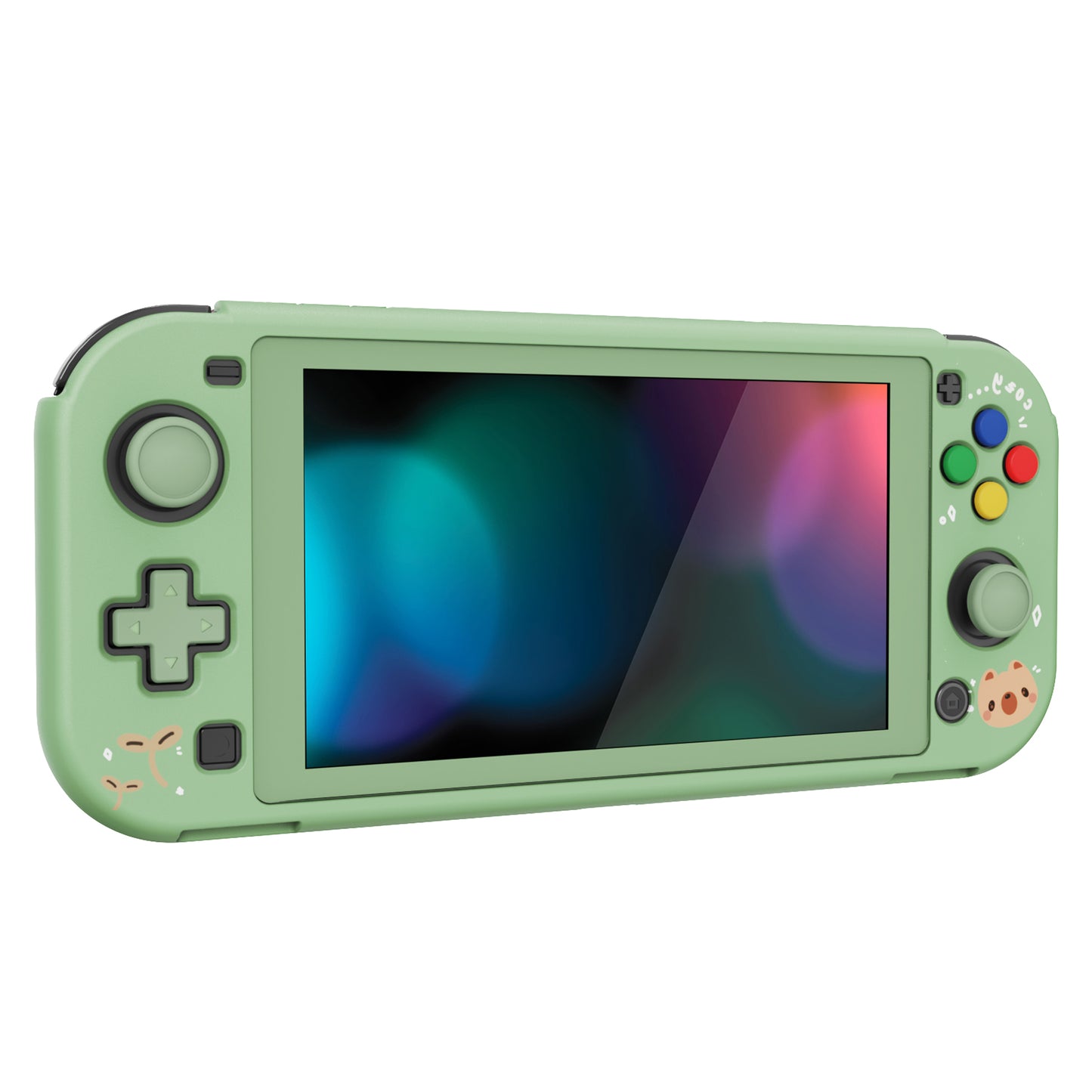 PlayVital ZealProtect Hard Shell Protective Case with Screen Protector & Thumb Grip Caps & Button Caps for NS Switch Lite - Cozy Gamer Bear - PSLYR016 playvital