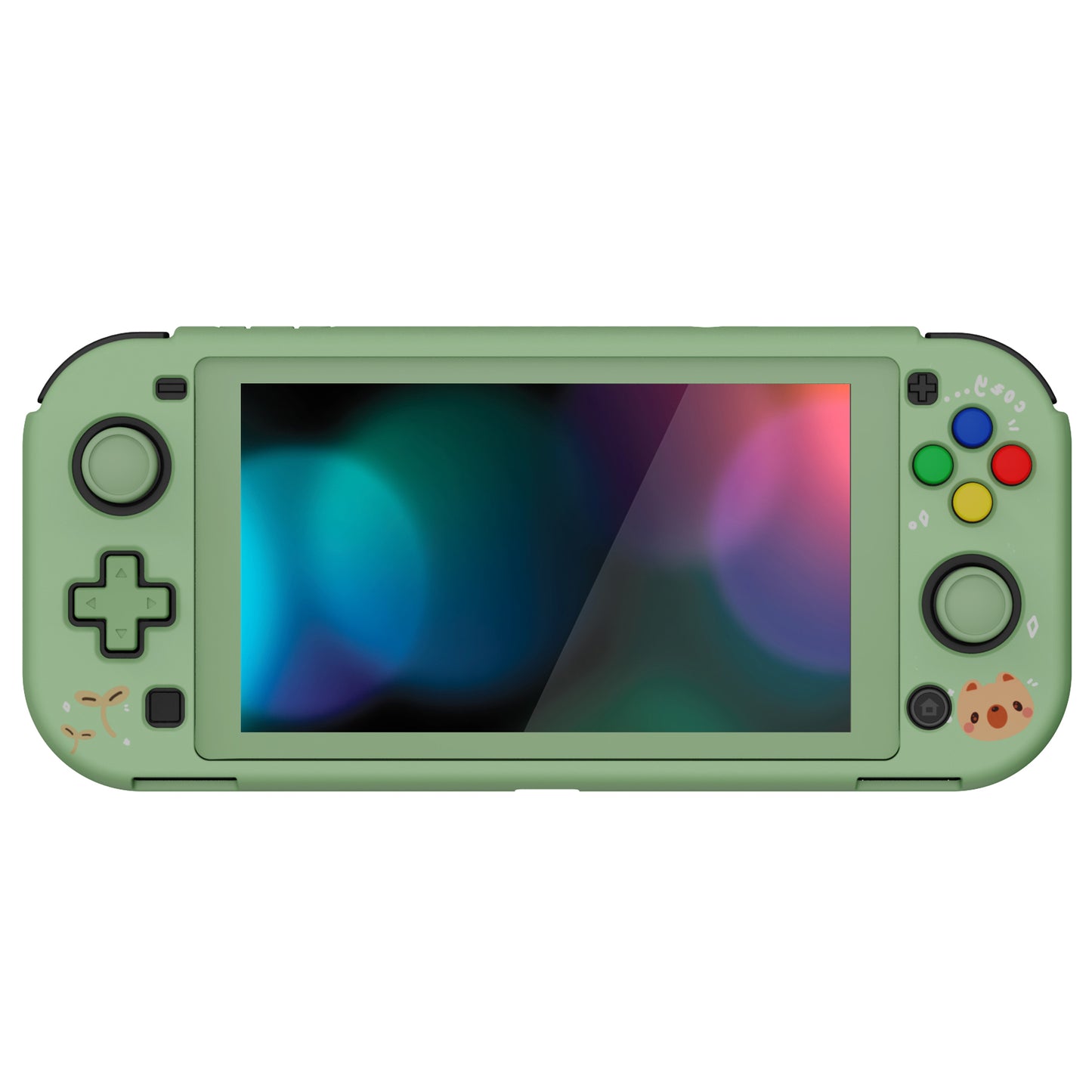 PlayVital ZealProtect Hard Shell Protective Case with Screen Protector & Thumb Grip Caps & Button Caps for NS Switch Lite - Cozy Gamer Bear - PSLYR016 playvital