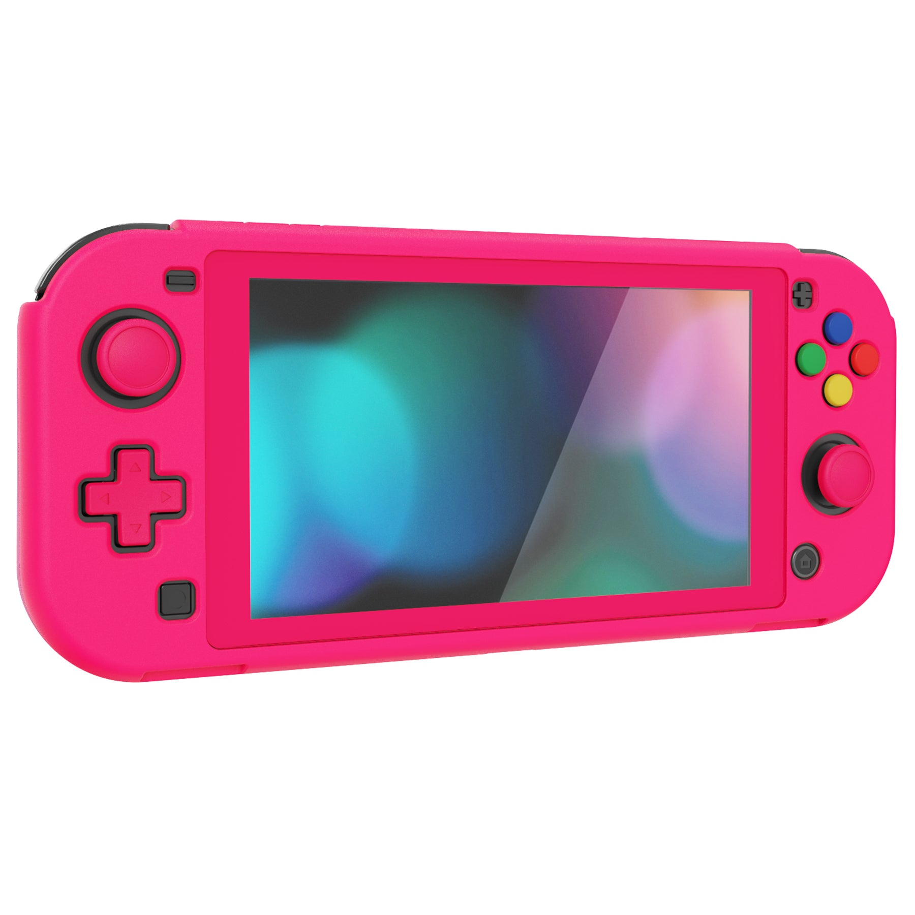 PlayVital ZealProtect Hard Shell Protective Case with Screen Protector & Thumb Grip Caps & Button Caps for Nintendo Switch Lite - Bright Pink - PSLYP3016 playvital