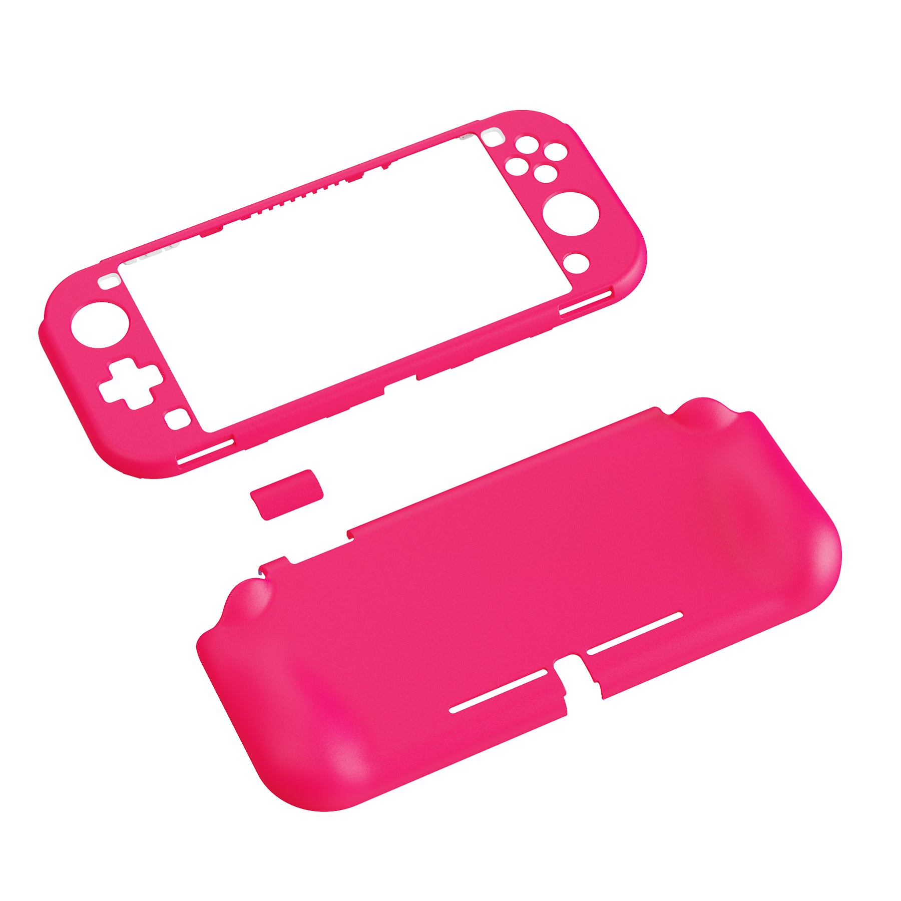 PlayVital ZealProtect Hard Shell Protective Case with Screen Protector & Thumb Grip Caps & Button Caps for Nintendo Switch Lite - Bright Pink - PSLYP3016 playvital