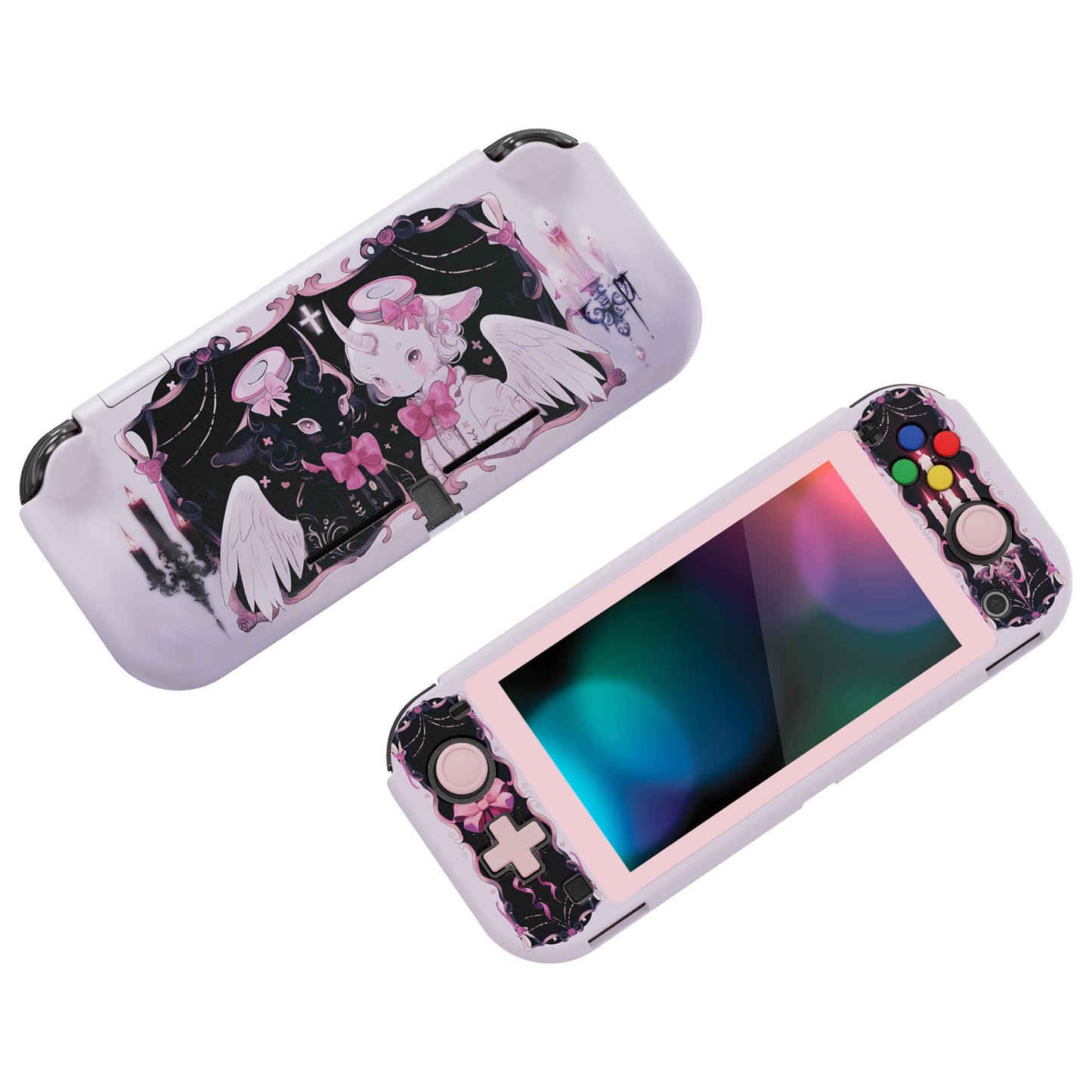 PlayVital ZealProtect Hard Shell Protective Case with Screen Protector & Thumb Grip Caps & Button Caps for Nintendo Switch Lite - Darkling Sheep