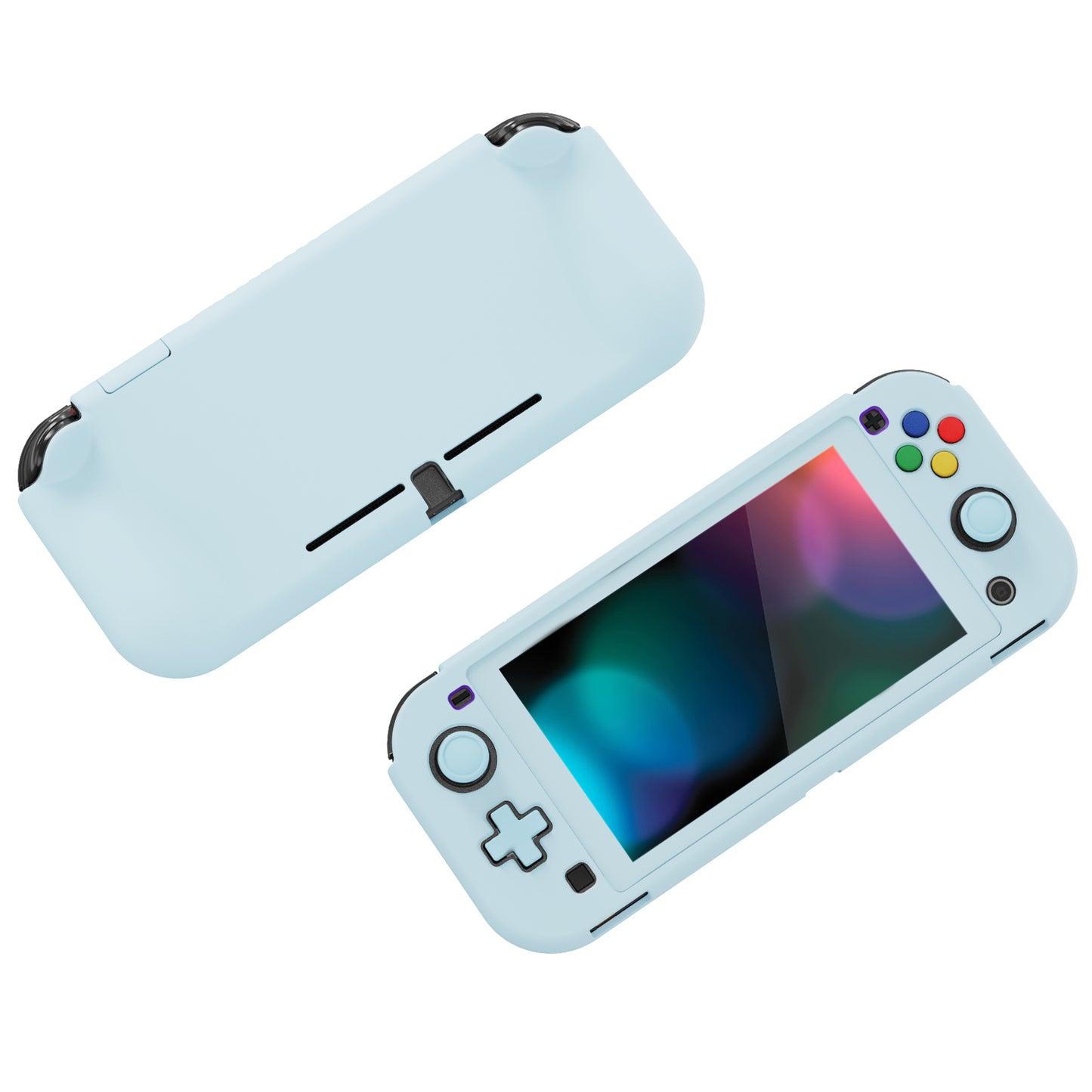 PlayVital ZealProtect Hard Shell Protective Case with Screen Protector & Thumb Grip Caps & Button Caps for Nintendo Switch Lite - Heaven Blue - PSLYP3018 playvital