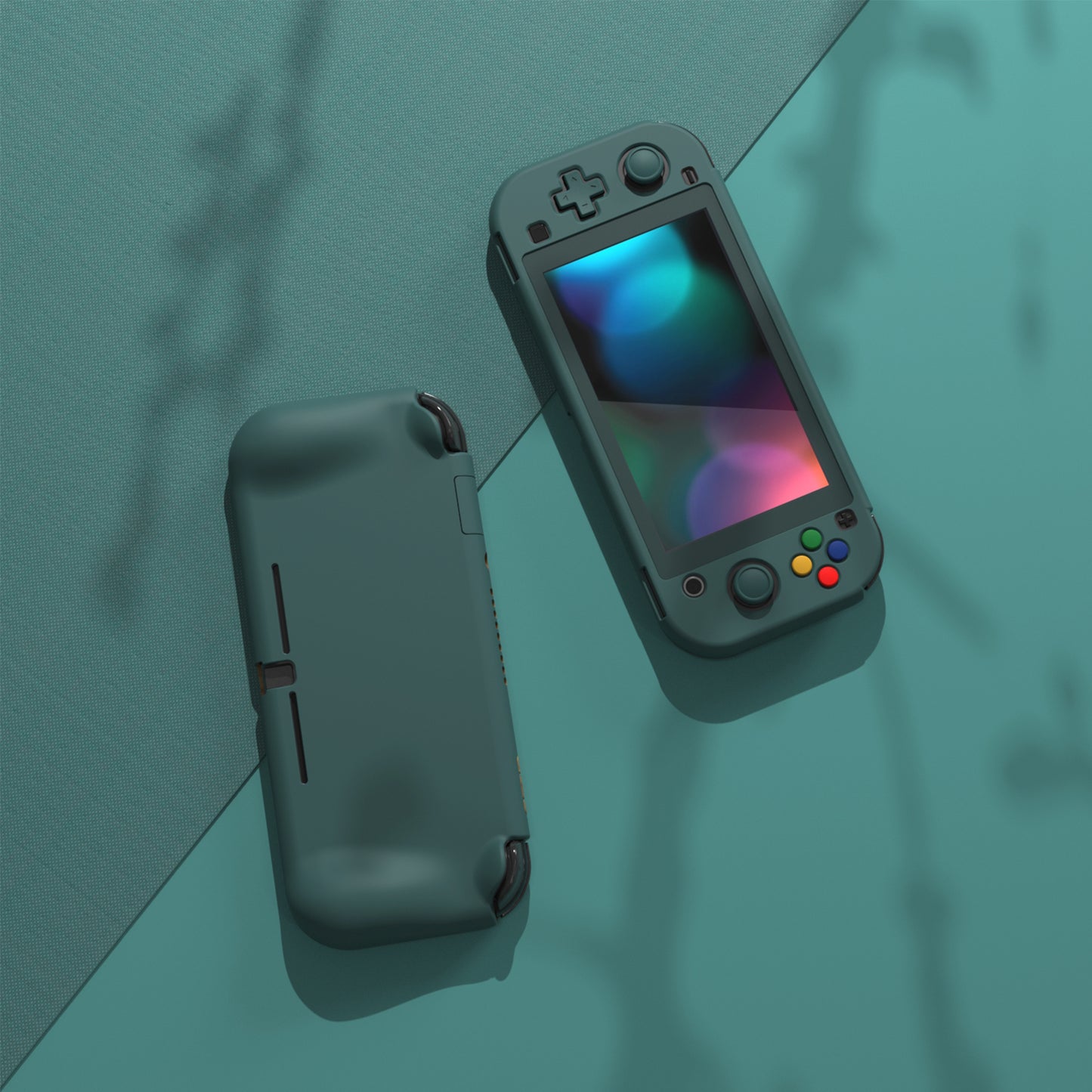 PlayVital ZealProtect Hard Shell Protective Case with Screen Protector & Thumb Grip Caps & Button Caps for Nintendo Switch Lite - Hunter Green - PSLYP3017 playvital