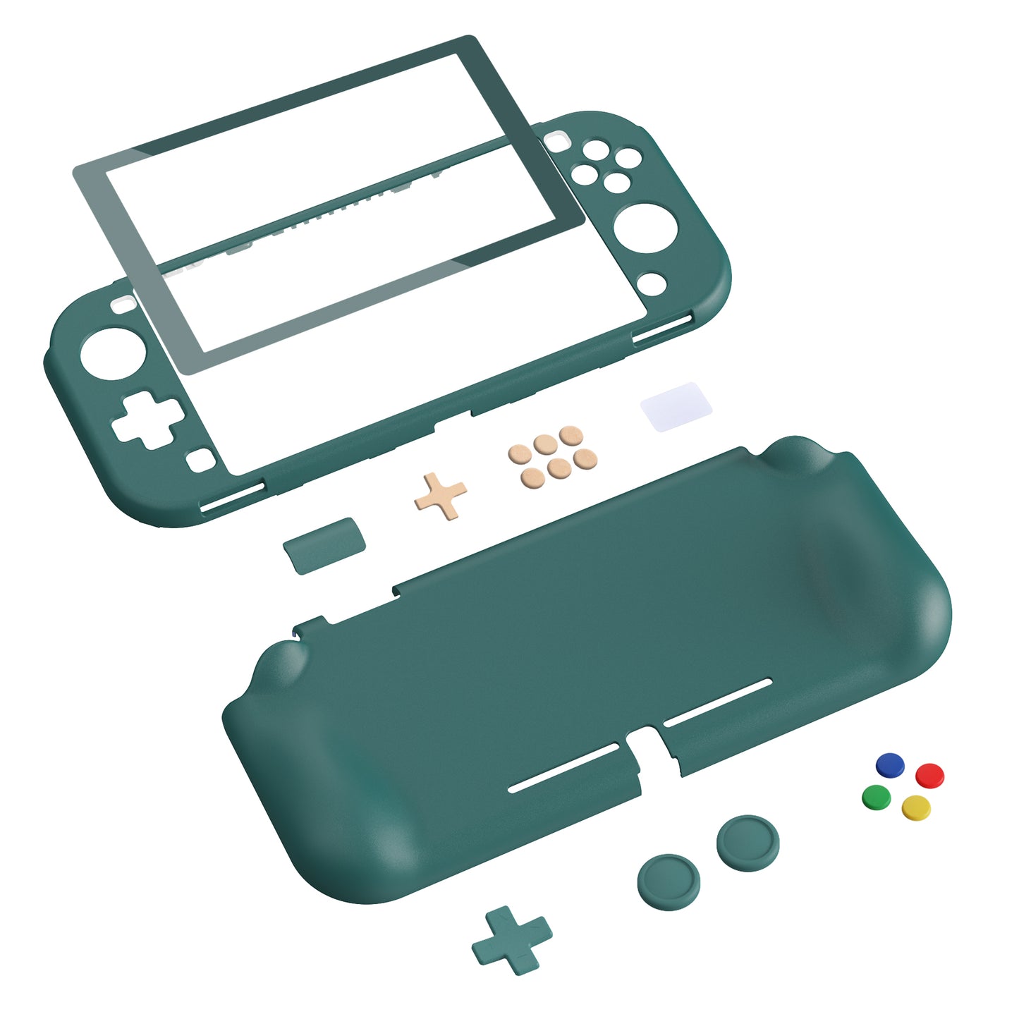 PlayVital ZealProtect Hard Shell Protective Case with Screen Protector & Thumb Grip Caps & Button Caps for Nintendo Switch Lite - Hunter Green - PSLYP3017 playvital