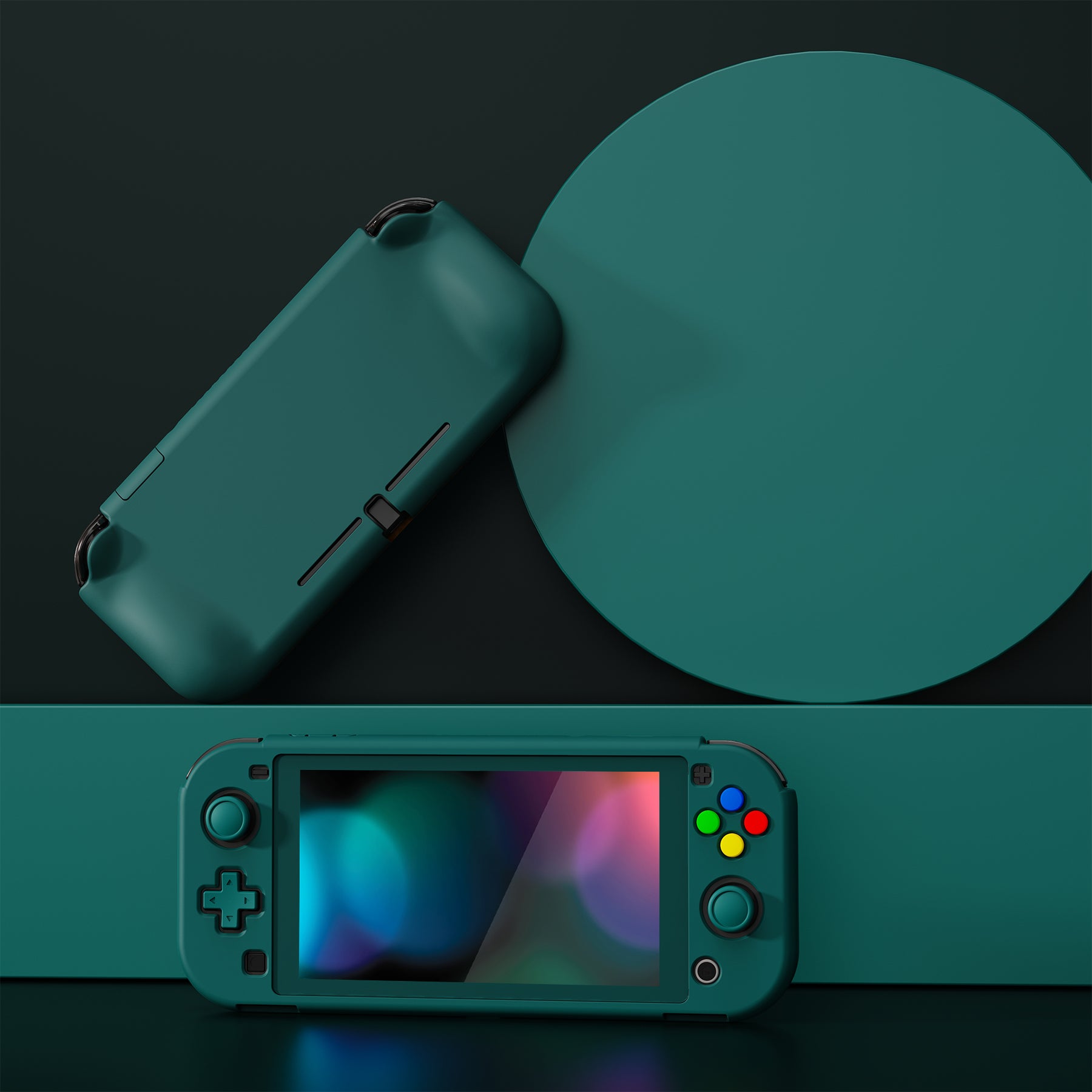 PlayVital ZealProtect Hard Shell Protective Case with Screen Protector & Thumb Grip Caps & Button Caps for Nintendo Switch Lite - Hunter Green - PSLYP3017 playvital