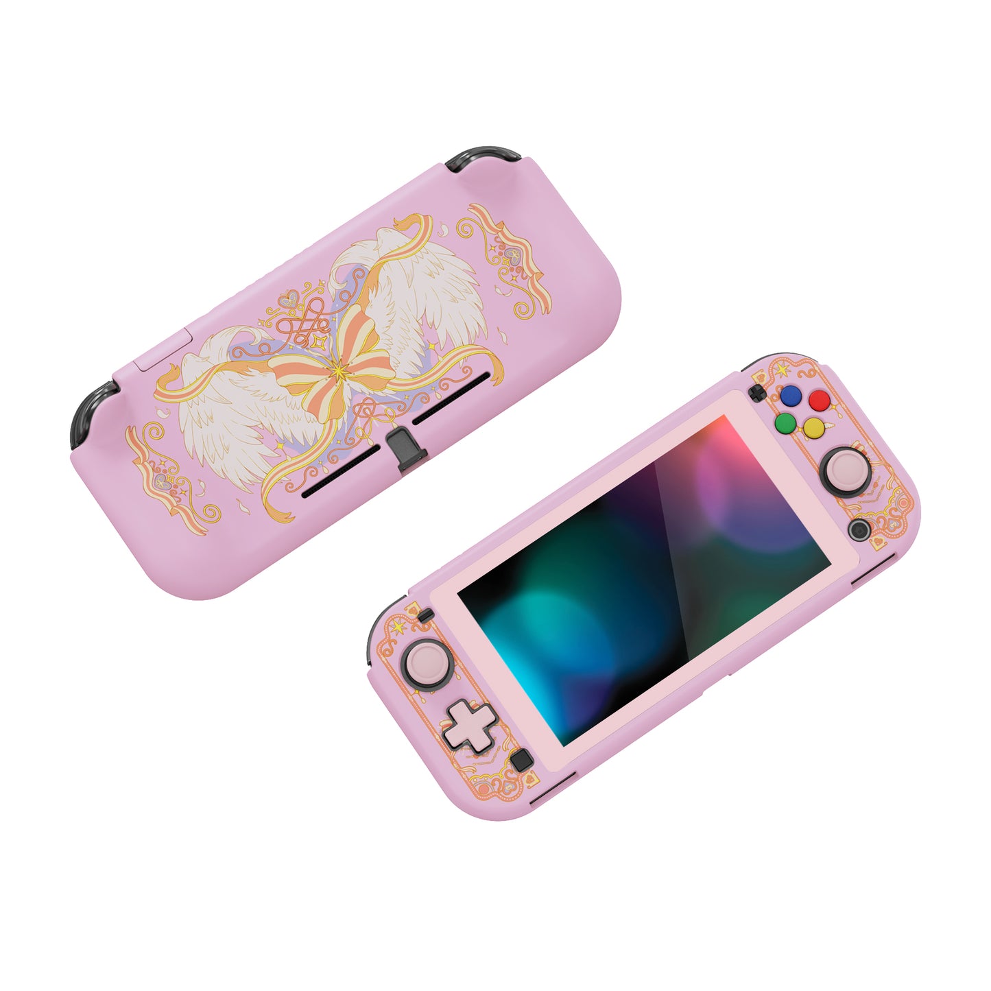 PlayVital ZealProtect Hard Shell Protective Case with Screen Protector & Thumb Grip Caps & Button Caps for Nintendo Switch Lite - Magic Wings