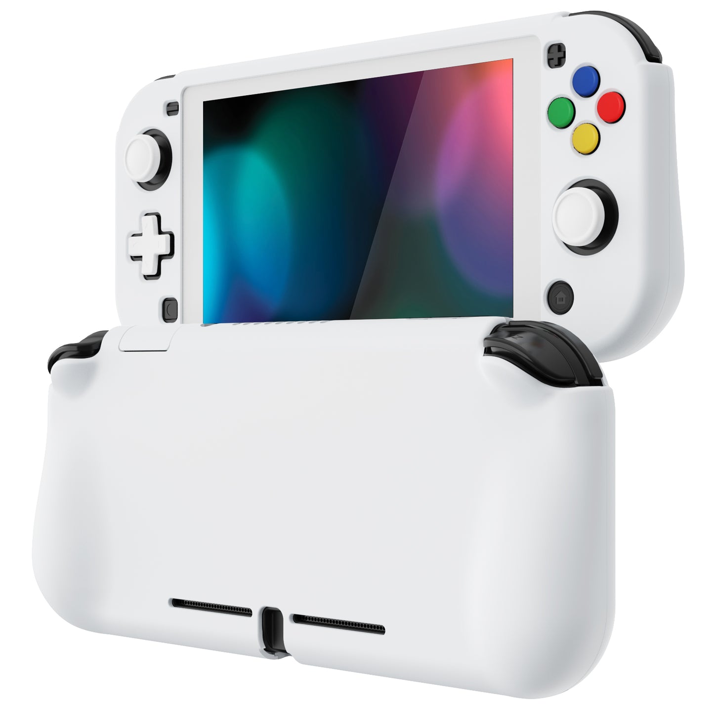 PlayVital ZealProtect Hard Shell Protective Case with Screen Protector & Thumb Grip Caps & Button Caps for Nintendo Switch Lite - White playvital