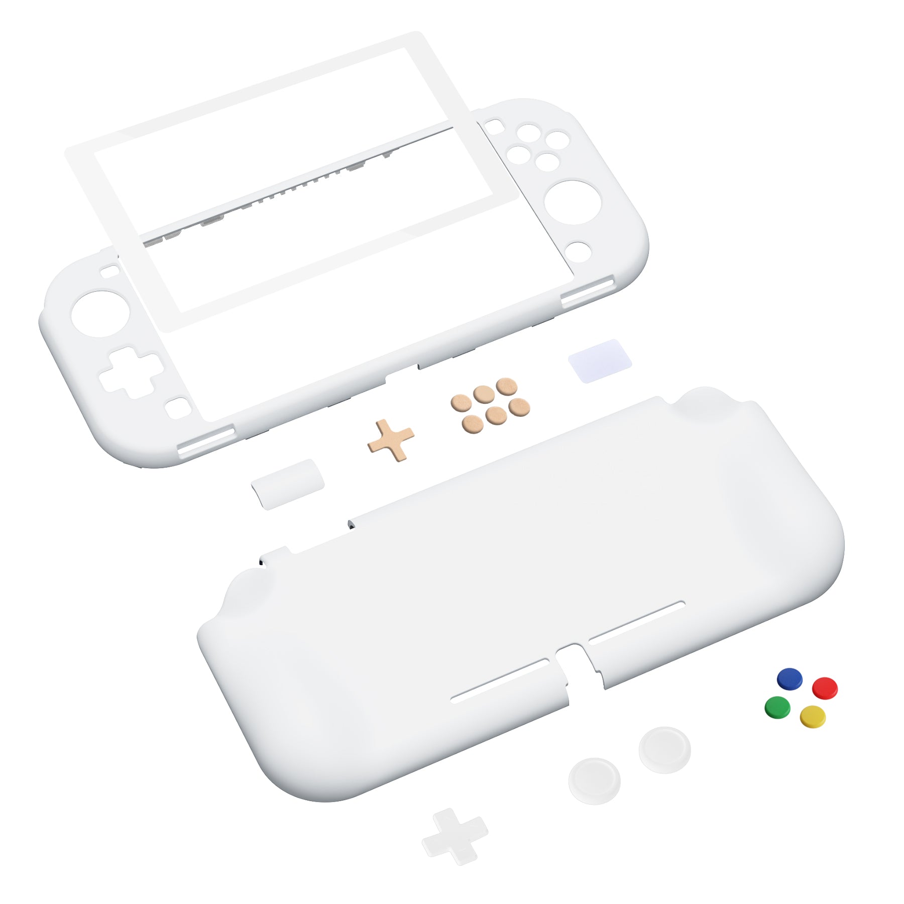 PlayVital ZealProtect Hard Shell Protective Case with Screen Protector & Thumb Grip Caps & Button Caps for Nintendo Switch Lite - White playvital