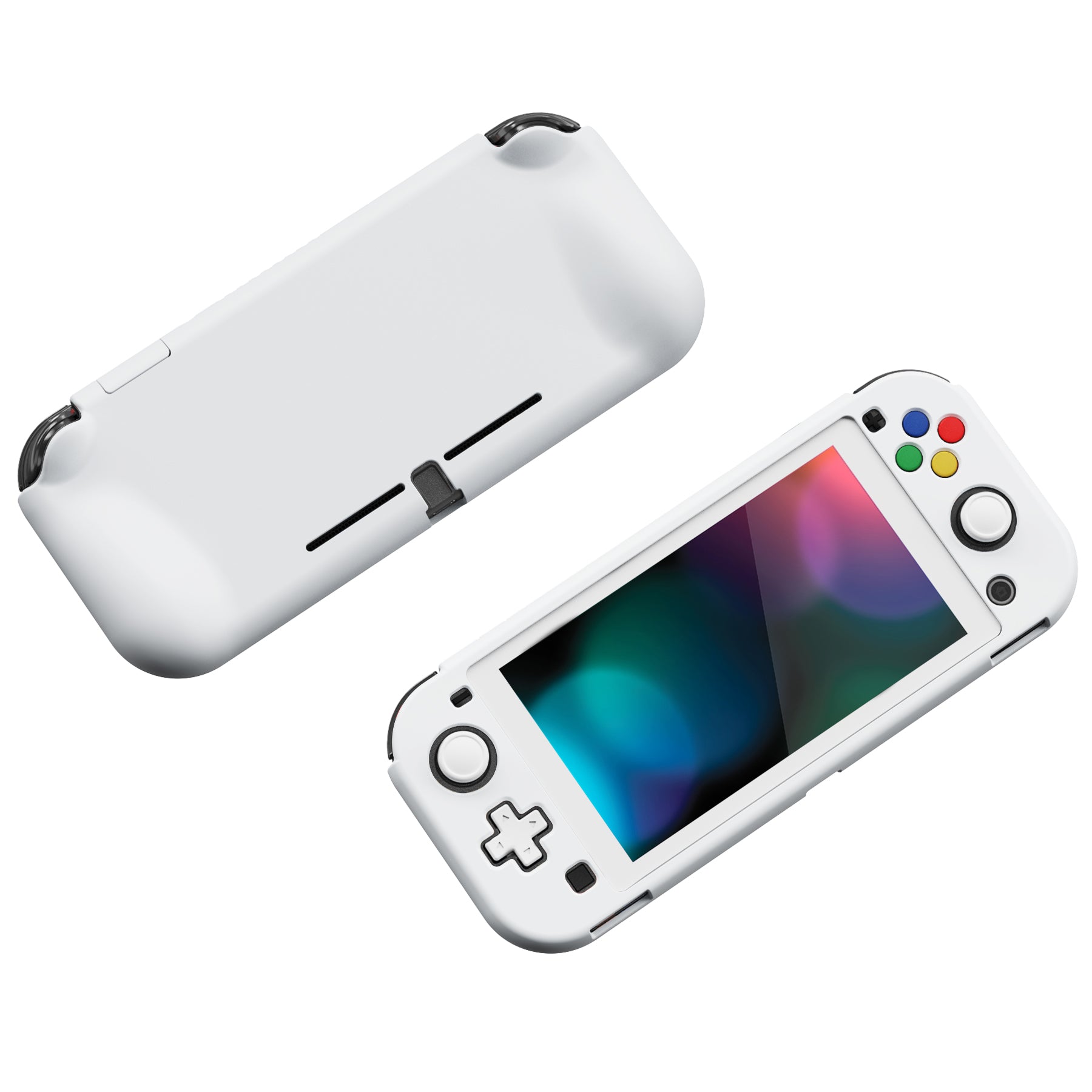 PlayVital ZealProtect Hard Shell Protective Case with Screen Protector & Thumb Grip Caps & Button Caps for Nintendo Switch Lite - White playvital