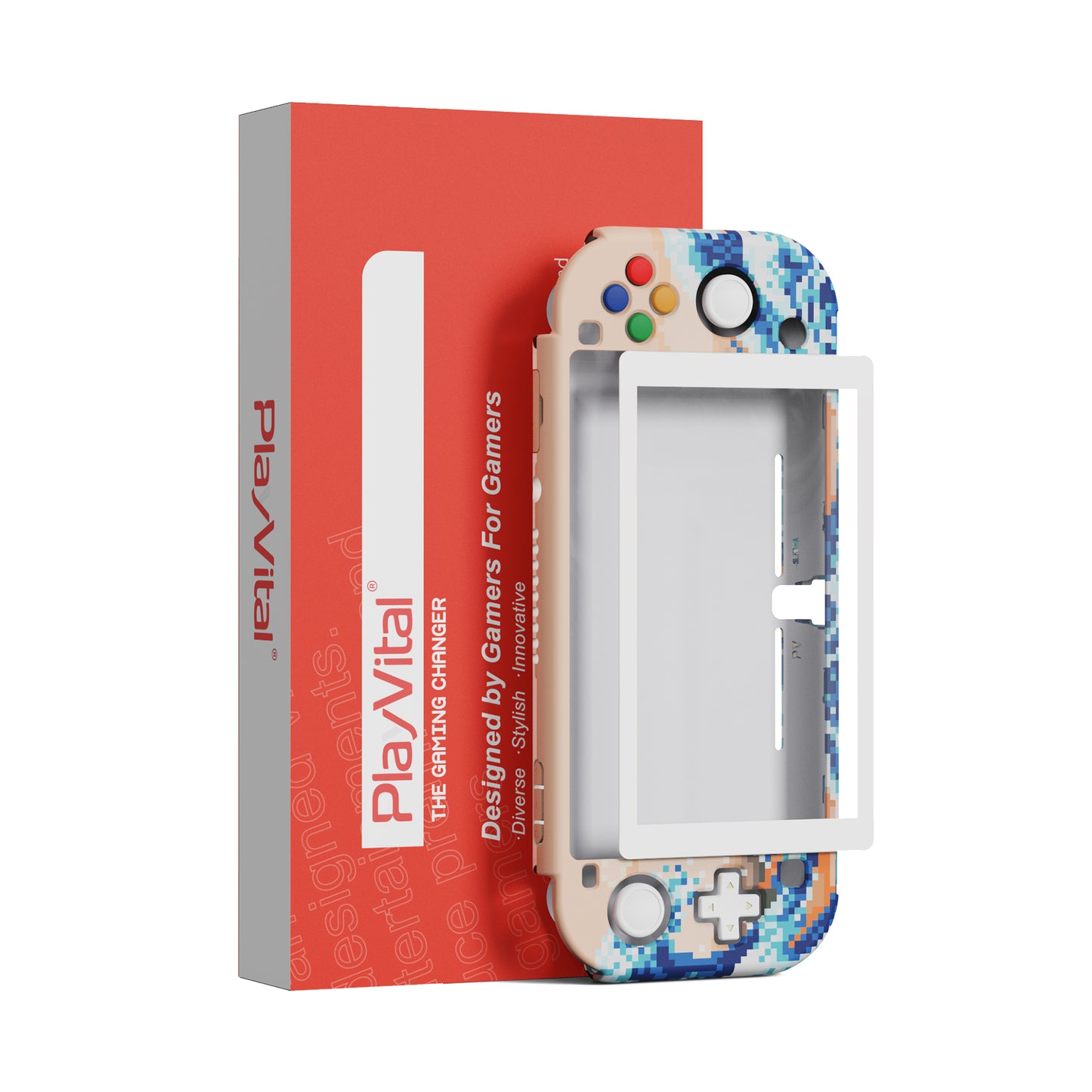 PlayVital ZealProtect Hard Shell Protective Case with Screen Protector & Thumb Grip Caps & Button Caps for NS Switch Lite - Crystal Dragon - PSLYR013 (Copy) playvital