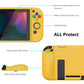 PlayVital ZealProtect Soft Protective Case for Nintendo Switch, Flexible Cover for Switch with Tempered Glass Screen Protector & Thumb Grips & ABXY Direction Button Caps - Bright Yellow - RNSYM5009 playvital