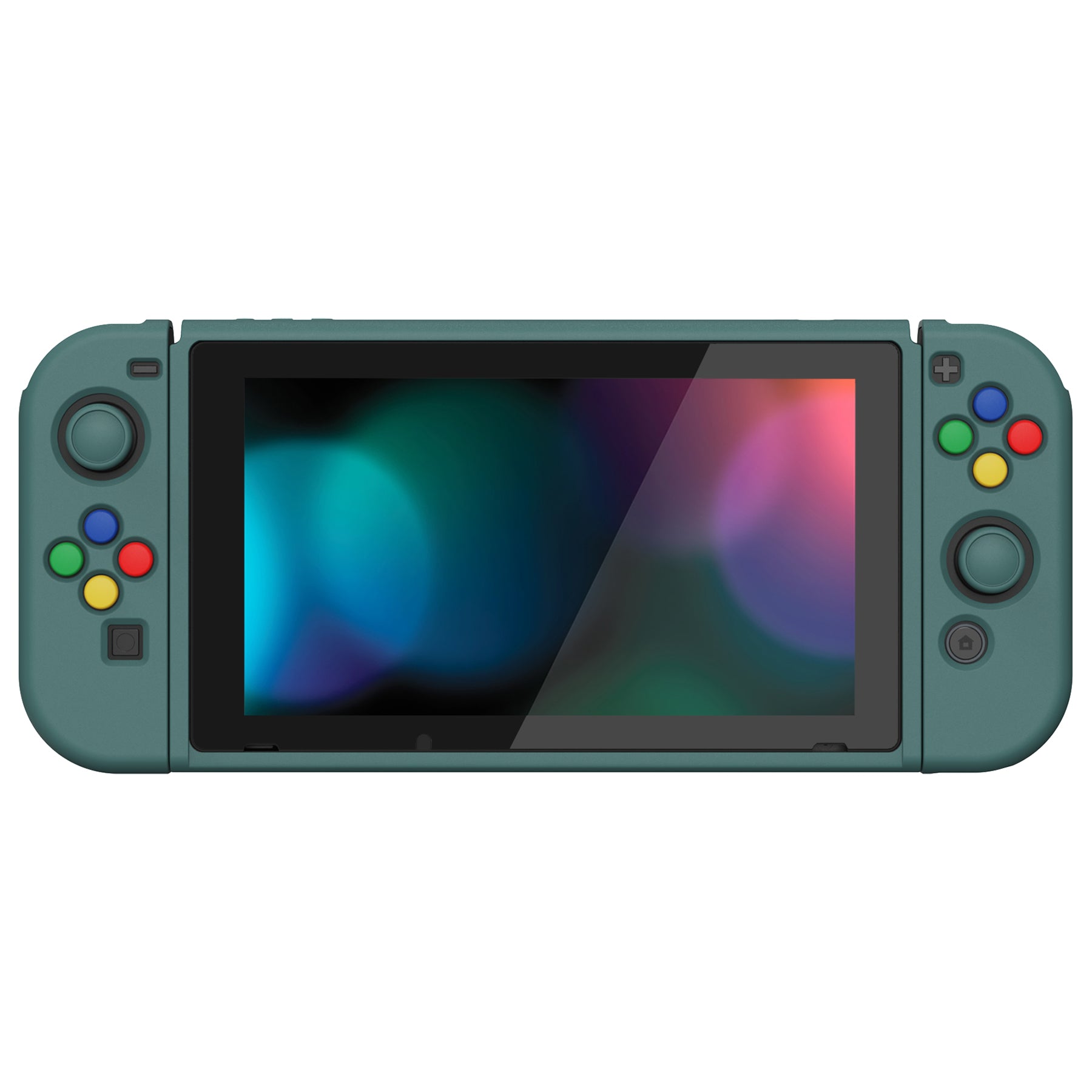 PlayVital ZealProtect Soft Protective Case for Nintendo Switch, Flexible Cover for Switch with Tempered Glass Screen Protector & Thumb Grips & ABXY Direction Button Caps - Hunter Green - RNSYM5008 playvital