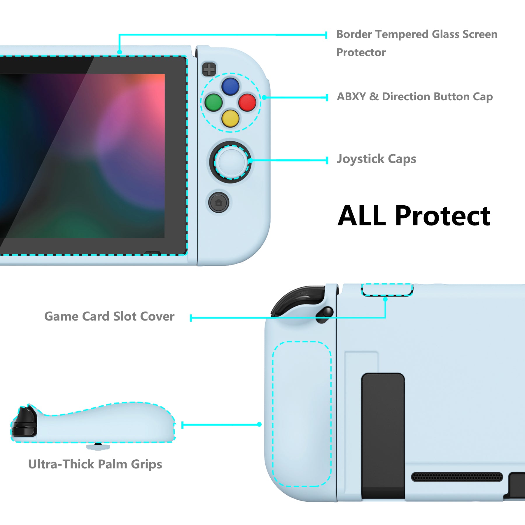 PlayVital ZealProtect Soft Protective Case for Nintendo Switch, Flexible Cover for Switch with Tempered Glass Screen Protector & Thumb Grips & ABXY Direction Button Caps - Santa Deer - RNSYV6052 playvital