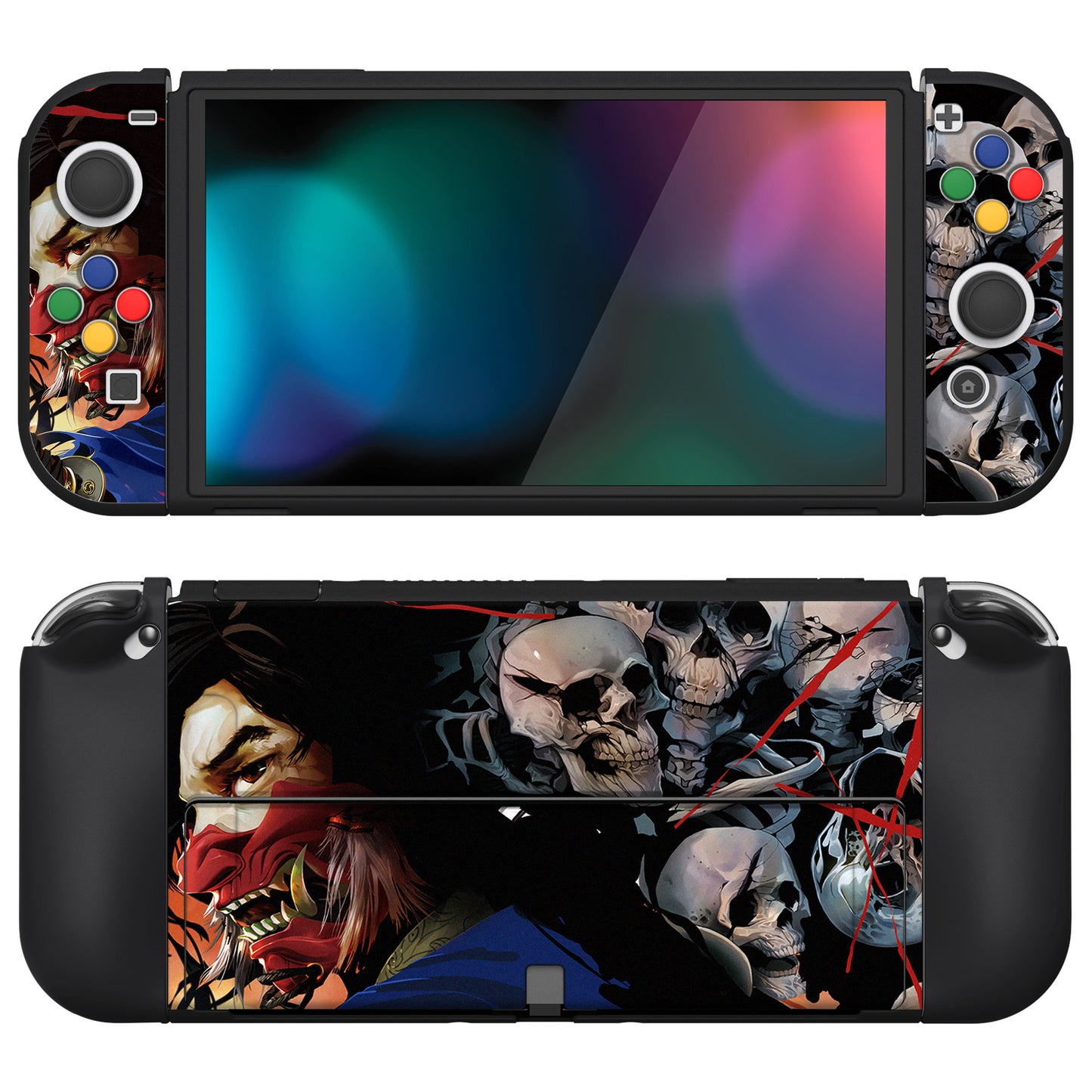 PlayVital ZealProtect Soft Protective Case for Switch OLED, Flexible Protector Joycon Grip Cover for Switch OLED with Thumb Grip Caps & ABXY Direction Button Caps - XSOYV6032 - XSOYV6032 playvital