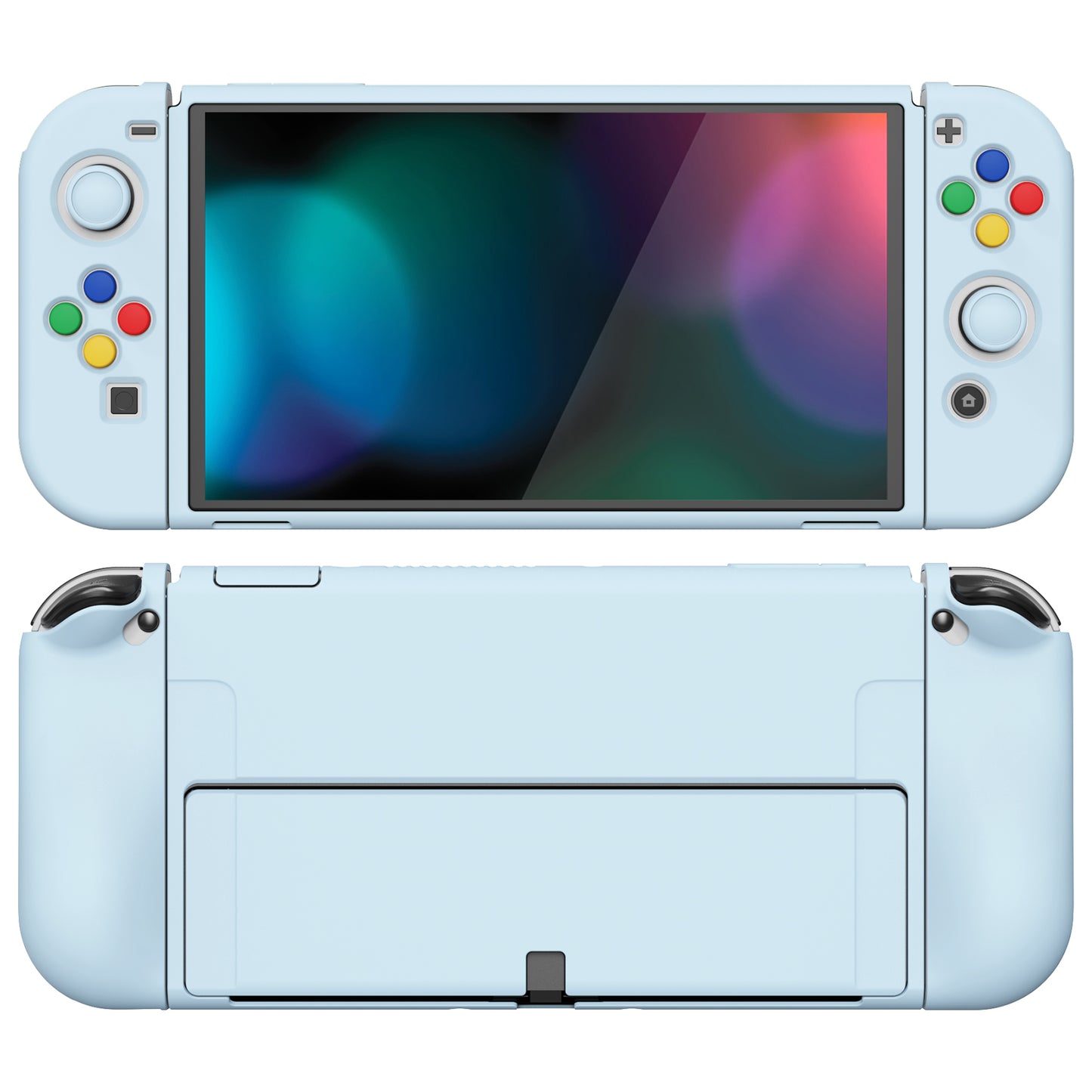 PlayVital ZealProtect Soft Protective Case for Switch OLED, Flexible Protector Joycon Grip Cover for Switch OLED with Thumb Grip Caps & ABXY Direction Button Caps - Sky Blue - XSOYM5009 playvital