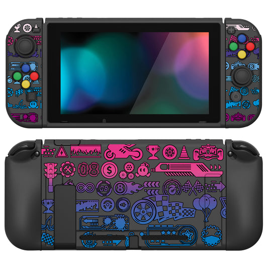 PlayVital ZealProtect Soft TPU Slim Protective Case with Tempered Glass Screen Protector & Thumb Grips & ABXY Direction Button Caps for NS Switch - Deluxe Championship - RNSYV6055 playvital