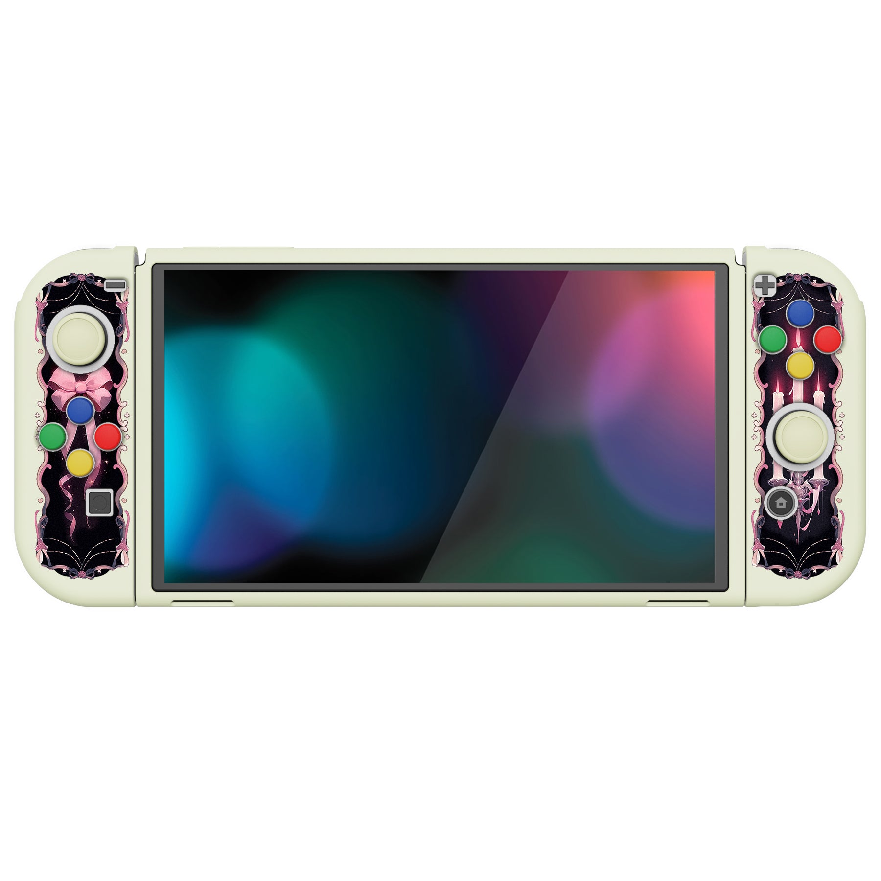PlayVital ZealProtect Soft TPU Slim Protective Case with Thumb Grip Caps & ABXY Direction Button Caps for NS Switch OLED - Darkling Sheep - XSOYV6050 playvital