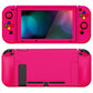 PlayVital ZealProtect Soft TPU Slim Protective Case with Tempered Glass Screen Protector & Thumb Grips & ABXY Direction Button Caps for Nintendo Switch - Bright Pink playvital