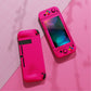 PlayVital ZealProtect Soft TPU Slim Protective Case with Tempered Glass Screen Protector & Thumb Grips & ABXY Direction Button Caps for Nintendo Switch - Bright Pink playvital
