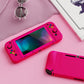 PlayVital ZealProtect Soft TPU Slim Protective Case with Tempered Glass Screen Protector & Thumb Grips & ABXY Direction Button Caps for Nintendo Switch - Bright Pink playvital