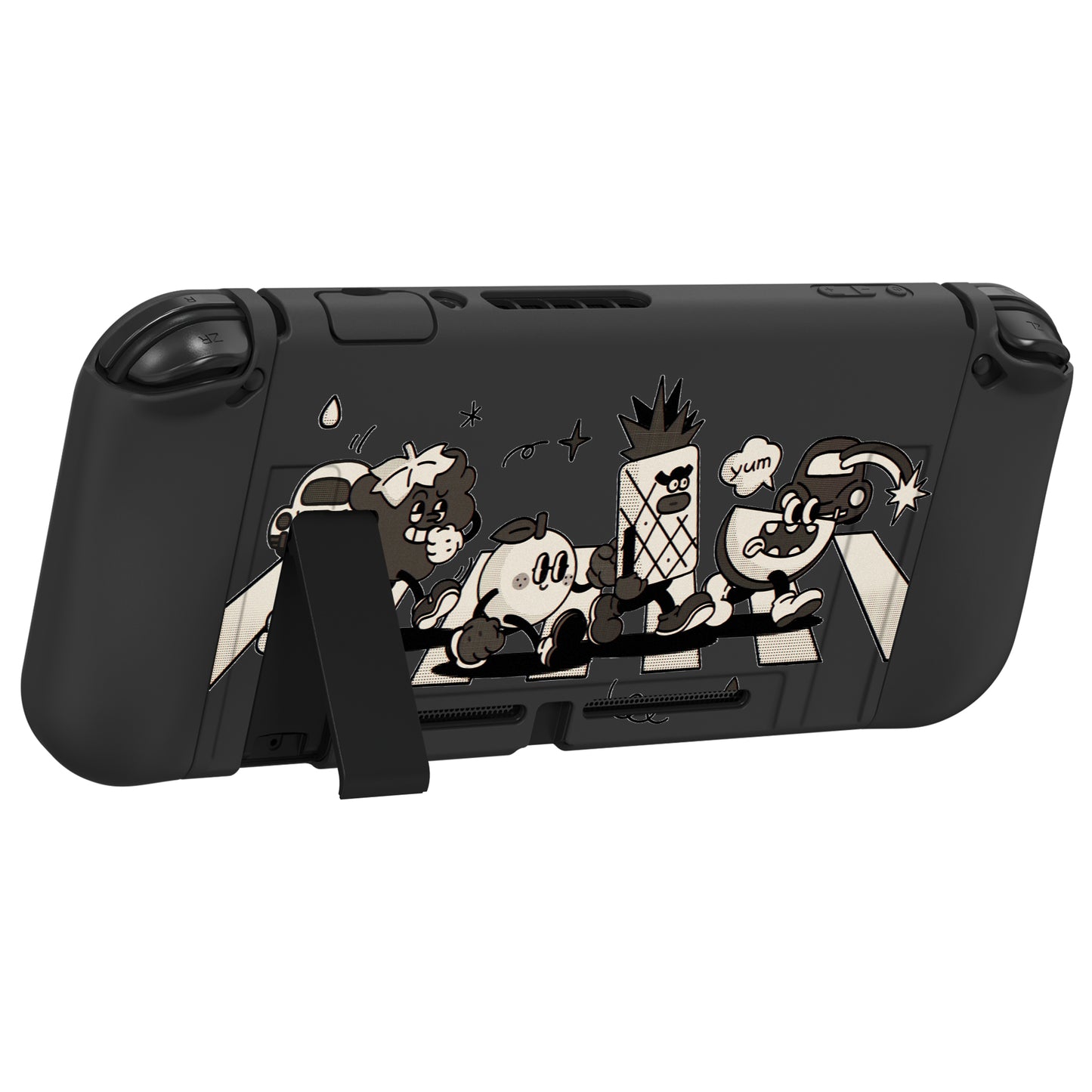 PlayVital ZealProtect Soft TPU Slim Protective Case with Tempered Glass Screen Protector & Thumb Grips & ABXY Direction Button Caps for Nintendo Switch - Fruit Road - RNSYV6062 playvital