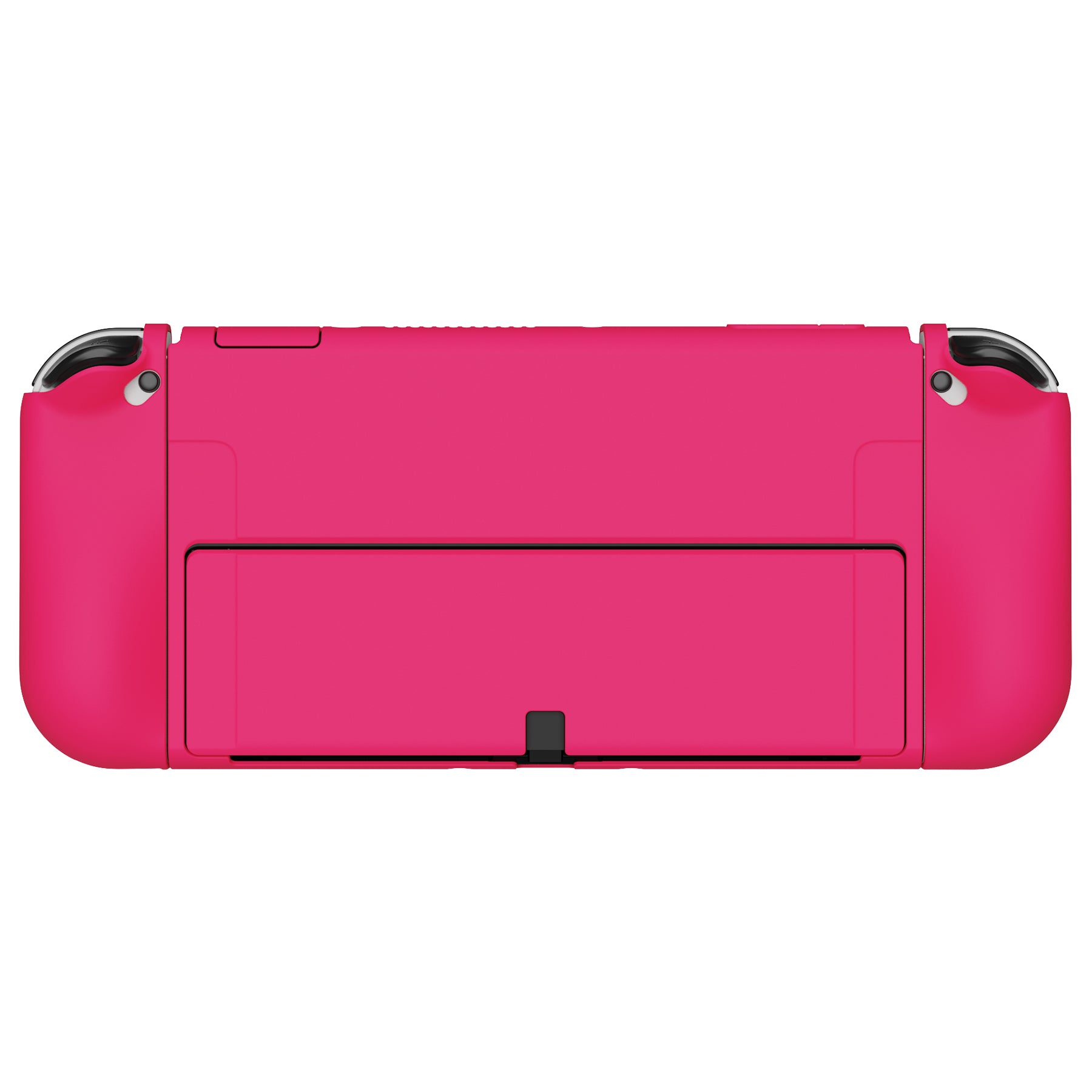 PlayVital ZealProtect Soft TPU Slim Protective Case with Thumb Grip Caps & ABXY Direction Button Caps for Nintendo Switch OLED - Bright Pink playvital