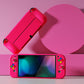 PlayVital ZealProtect Soft TPU Slim Protective Case with Thumb Grip Caps & ABXY Direction Button Caps for Nintendo Switch OLED - Bright Pink playvital