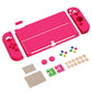 PlayVital ZealProtect Soft TPU Slim Protective Case with Thumb Grip Caps & ABXY Direction Button Caps for Nintendo Switch OLED - Bright Pink playvital