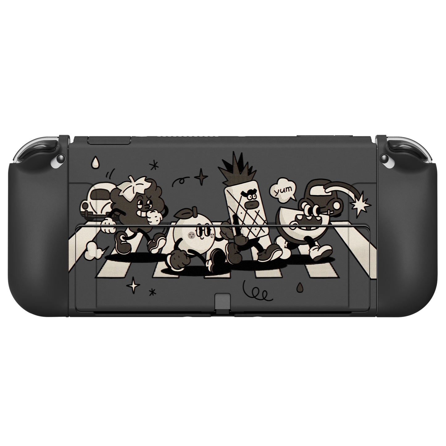 PlayVital ZealProtect Soft TPU Slim Protective Case with Thumb Grip Caps & ABXY Direction Button Caps for Nintendo Switch OLED - Fruit Road - XSOYV6058 playvital