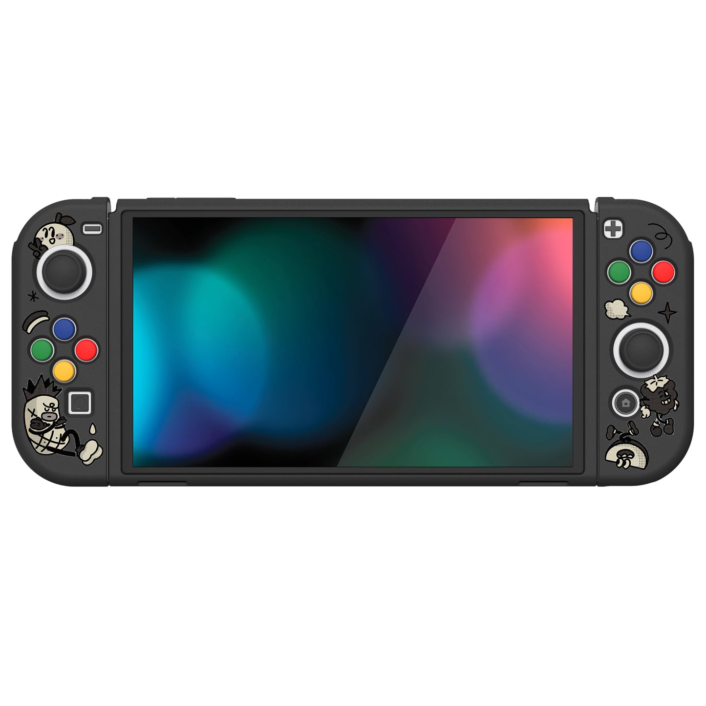 PlayVital ZealProtect Soft TPU Slim Protective Case with Thumb Grip Caps & ABXY Direction Button Caps for Nintendo Switch OLED - Fruit Road - XSOYV6058 playvital