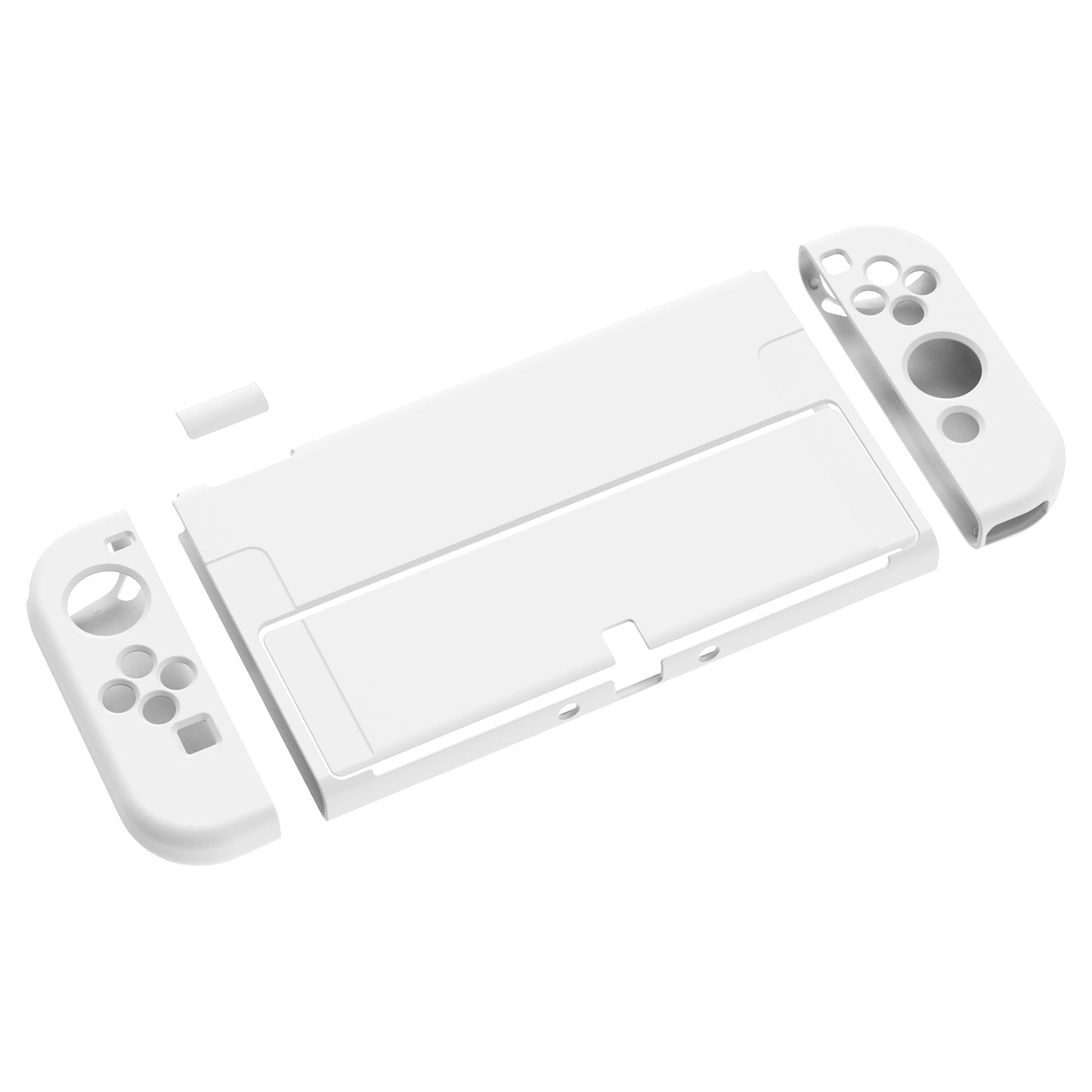 PlayVital ZealProtect Soft TPU Slim Protective Case with Thumb Grip Caps & ABXY Direction Button Caps for Nintendo Switch OLED - White playvital