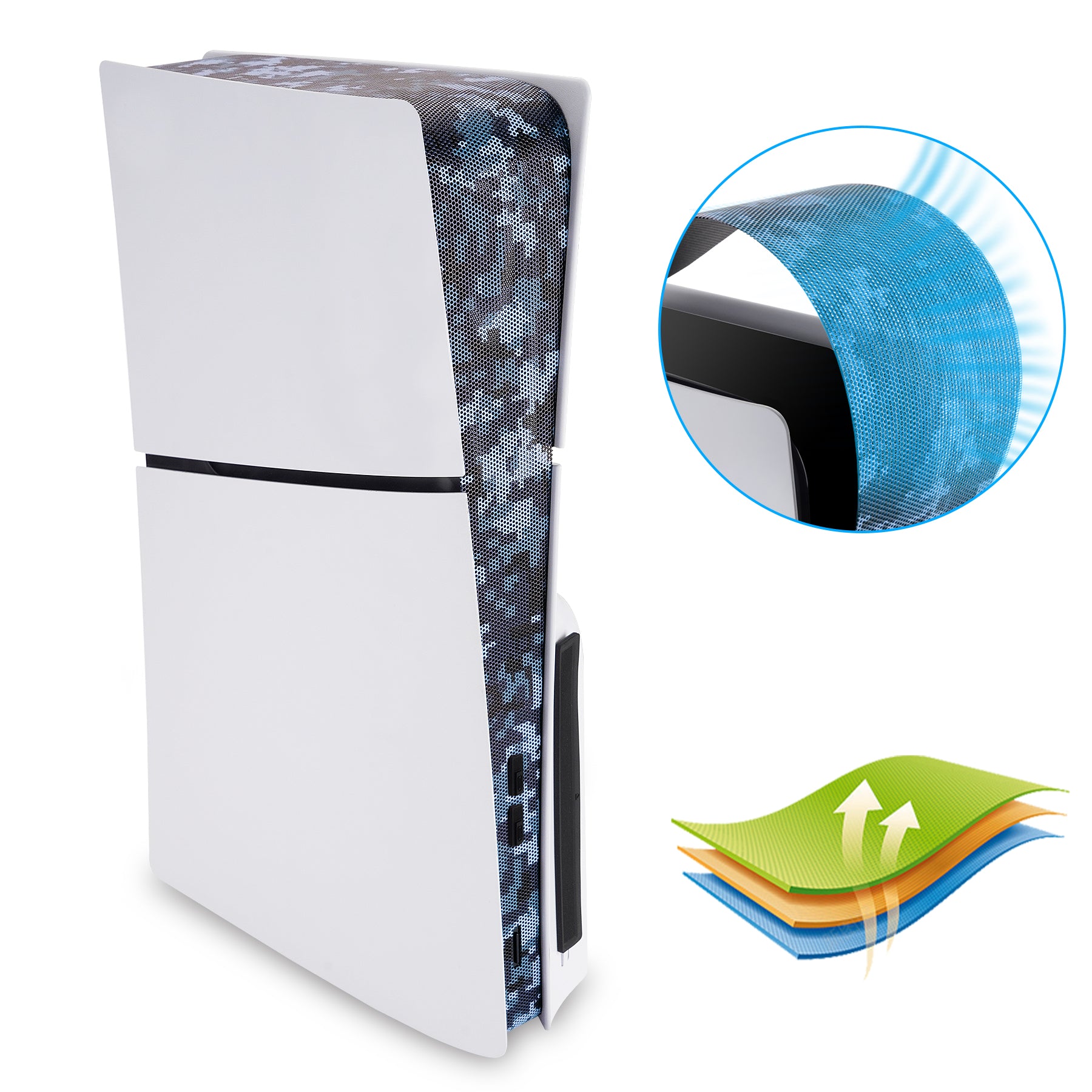 PlayVital 12 in-1 Dust Cover Kit for PS5 Slim Console Disc & Digital with Anti-Dust Cover Net & Silicone Plugs - Urban Digital Camo - WQLPFV004 PlayVital