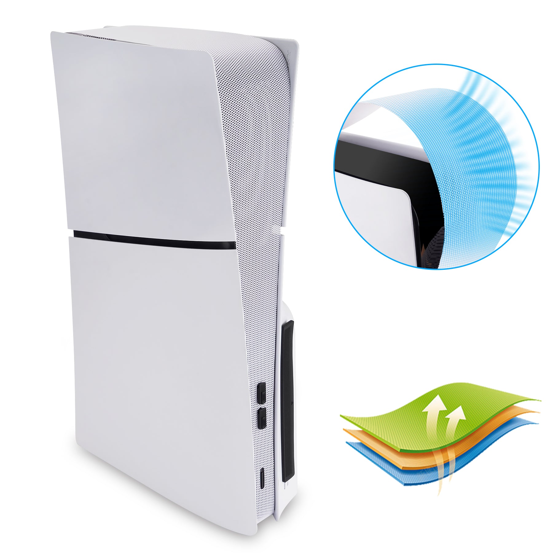 PlayVital 12 in-1 Dust Cover Kit for PS5 Slim Console Disc & Digital with Anti-Dust Cover Net & Silicone Plugs - White -WQLPFM002 PlayVital