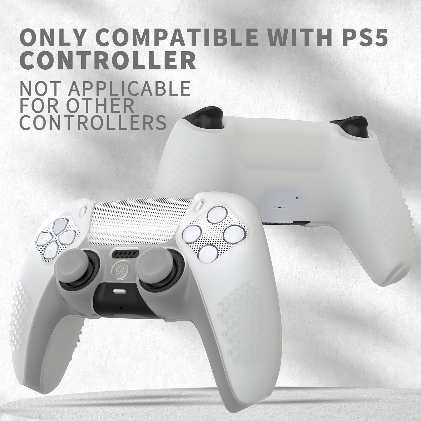 PlayVital 2 Set Upgraded 3D Studded Edition Anti-Slip Silicone Cover Skin with 6 Thumb Grips & 2 Stickers for PS5 Controller, Compatible with Charging Dock - Glow in Dark - Green PlayVital