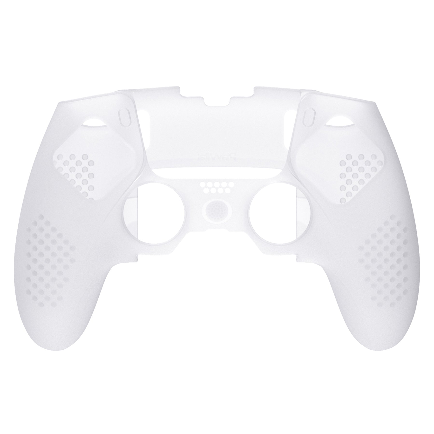 PlayVital 3D Studded Edition Anti-Slip Silicone Cover Case with Thumb Grip Caps for PS5 Edge Controller - Clear White - ETPFP003 PlayVital
