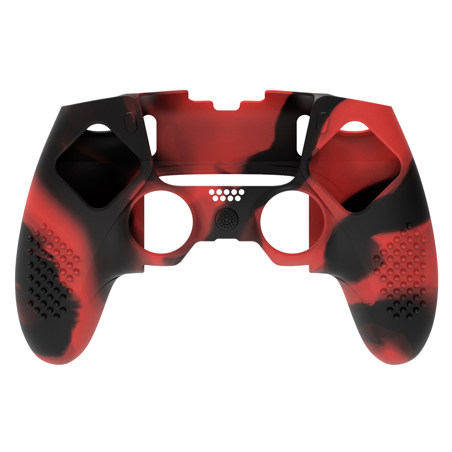 PlayVital 3D Studded Edition Anti-Slip Silicone Cover Case with Thumb Grip Caps for PS5 Edge Controller - Red & Black - ETPFP008 PlayVital