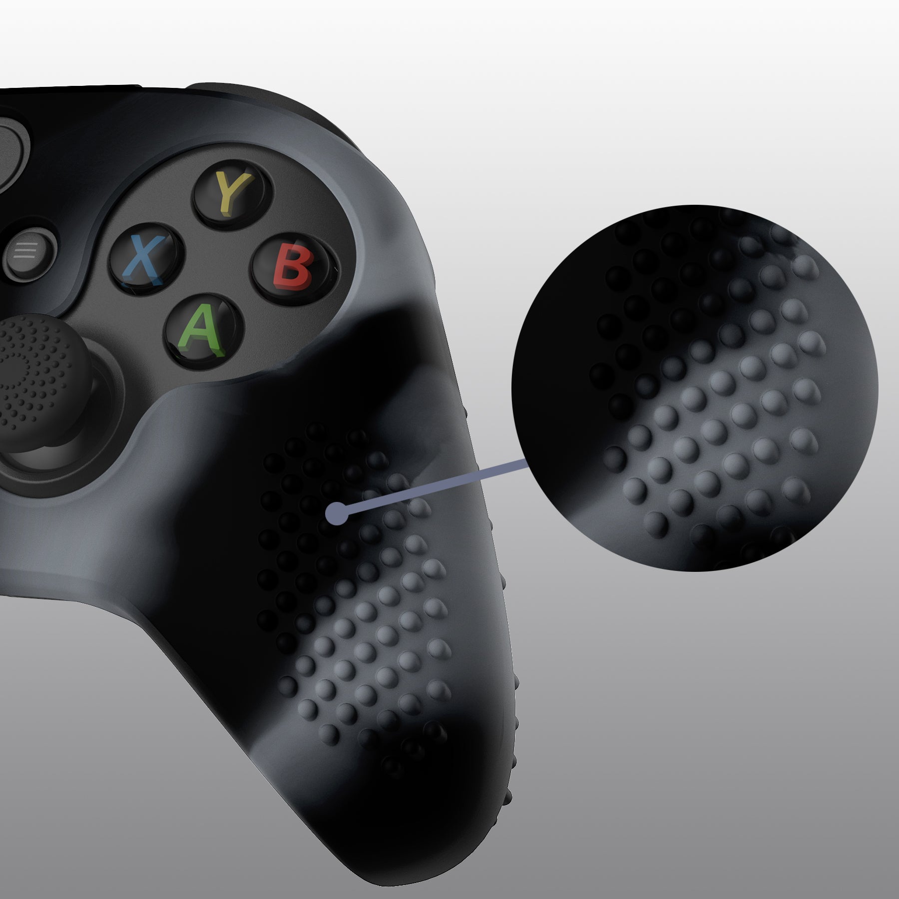 PlayVital 3D Studded Edition Anti-slip Silicone Cover Skin with Thumb Grip Caps for Xbox Series X/S Controller & Xbox Core Wireless Controller - New Hope Gray & Black - SDX3023 PlayVital