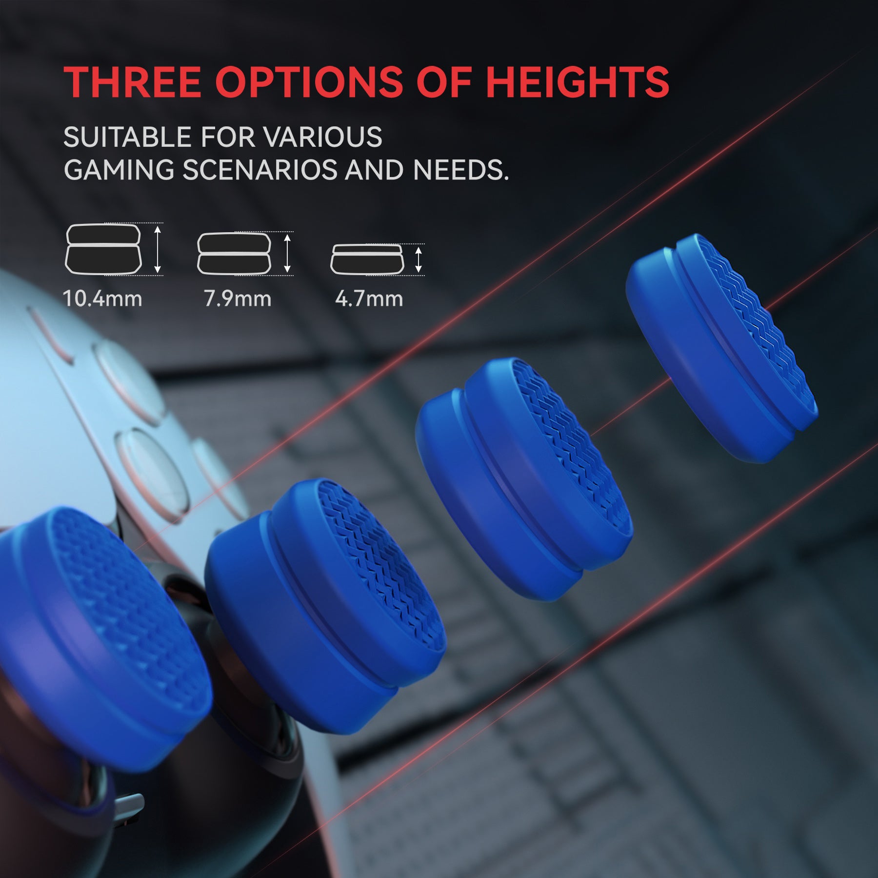 PlayVital Armor Thumbs Cushion Thumb Grips Caps for PS5 & PS4 & Switch Pro & Xbox Elite Series 2 & Xbox One & Xbox Core Wireless Controller - Blue - PJM3070 PlayVital