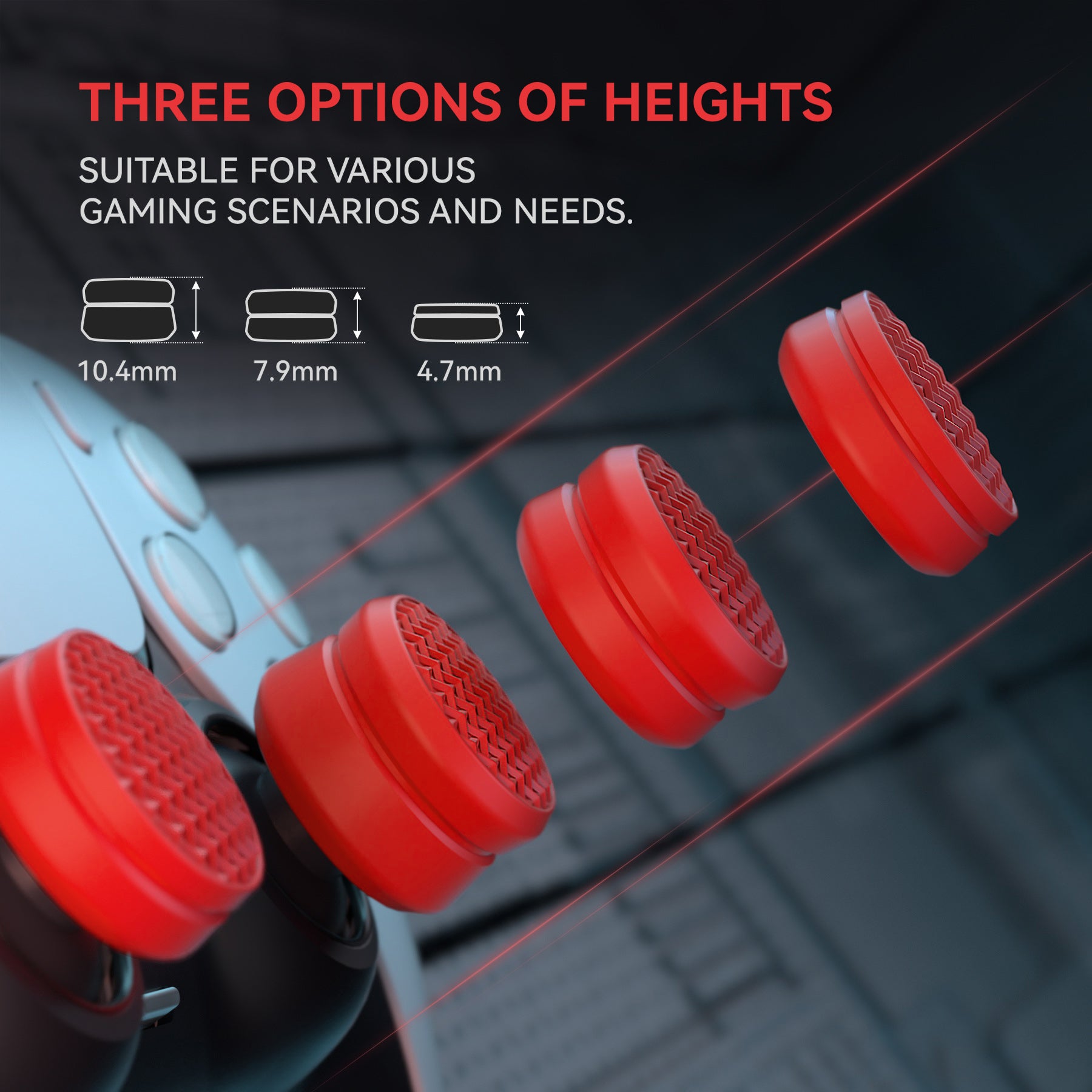 PlayVital Armor Thumbs Cushion Thumb Grips Caps for PS5 & PS4 & Switch Pro & Xbox Elite Series 2 & Xbox One & Xbox Core Wireless Controller - Passion Red - PJM3071 PlayVital