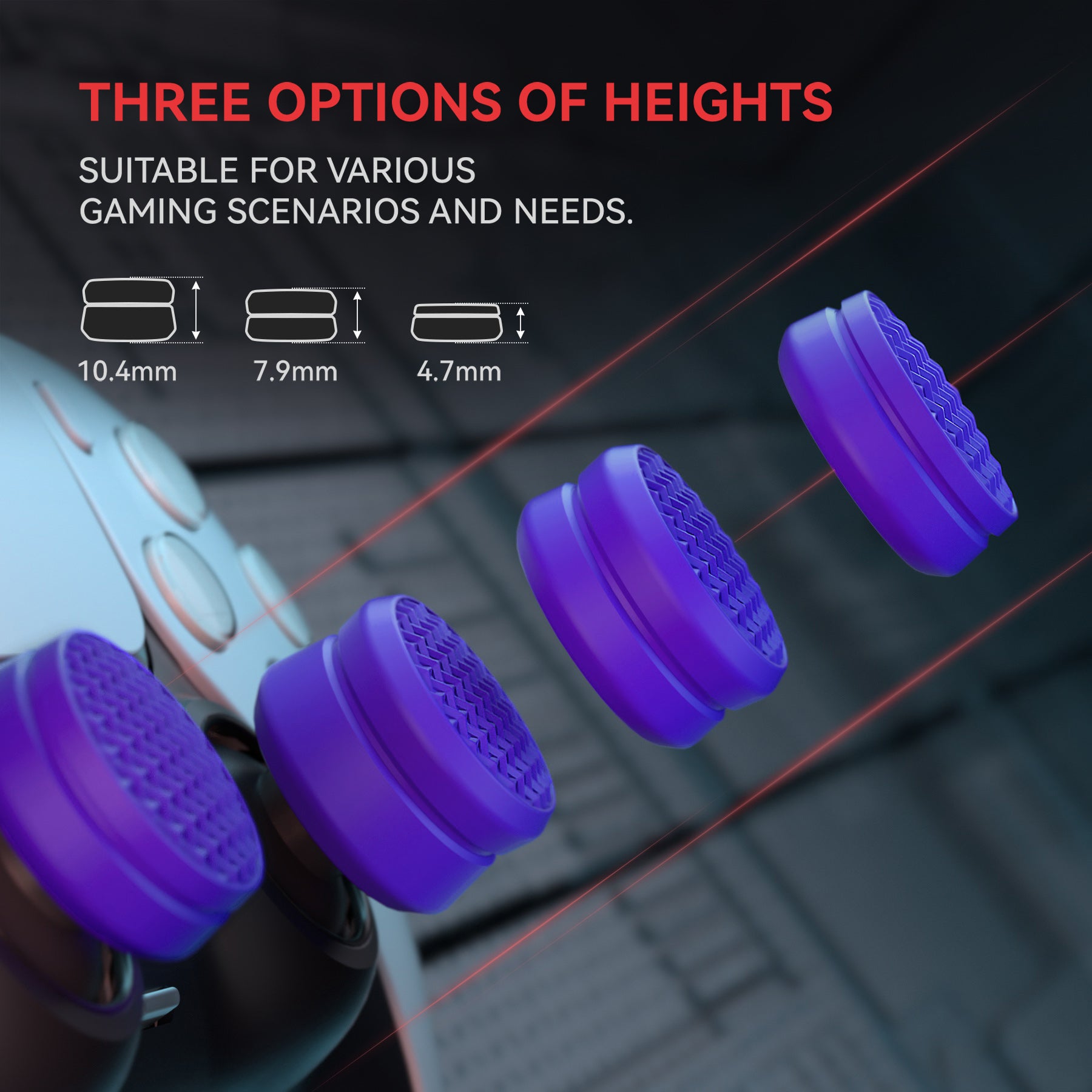 PlayVital Armor Thumbs Cushion Thumb Grips Caps for PS5 & PS4 & Switch Pro & Xbox Elite Series 2 & Xbox One & Xbox Core Wireless Controller - Purple - PJM3069 PlayVital
