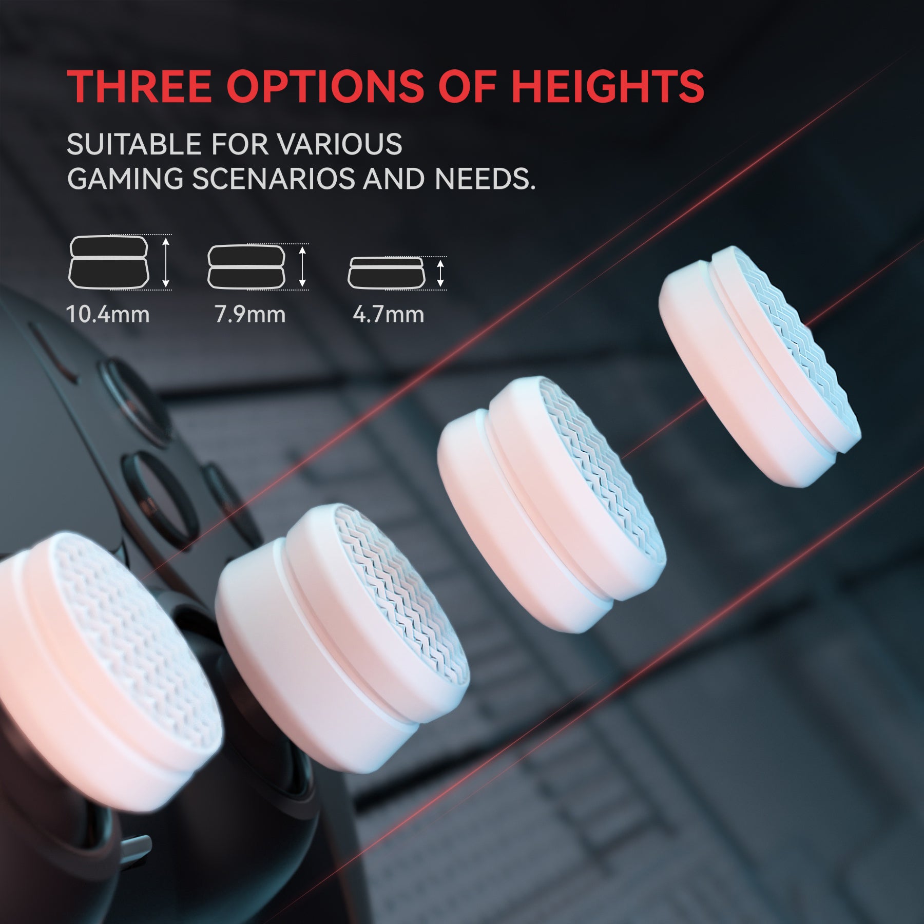 PlayVital Armor Thumbs Cushion Thumb Grips Caps for PS5 & PS4 & Switch Pro & Xbox Elite Series 2 & Xbox One & Xbox Core Wireless Controller - White - PJM3068 PlayVital