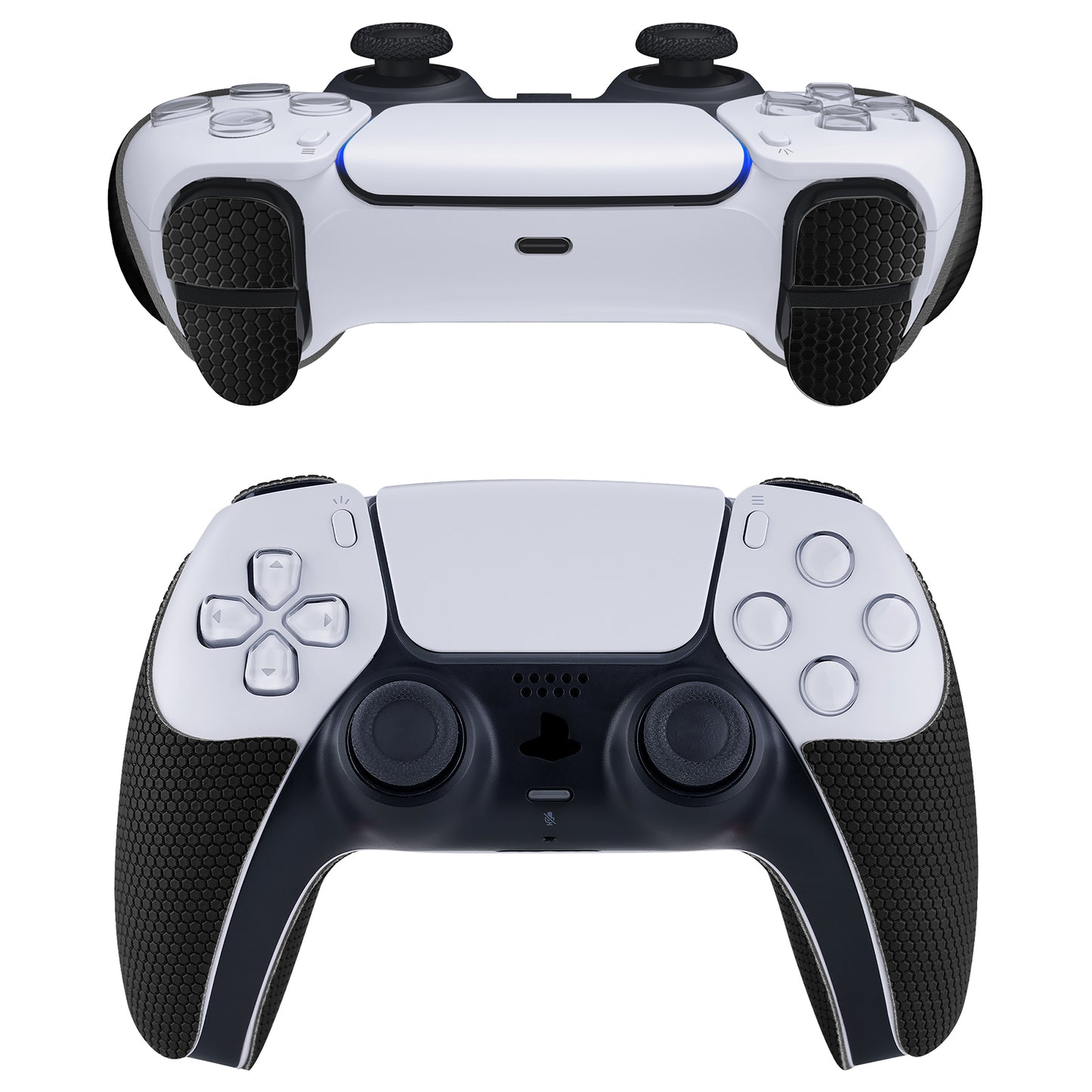 PlayVital Armored Edition Anti-Skid Sweat-Absorbent Controller Grip with Shoulder Button Trigger Stickers for PS5 Controller - Black - PFPJ049 PlayVital