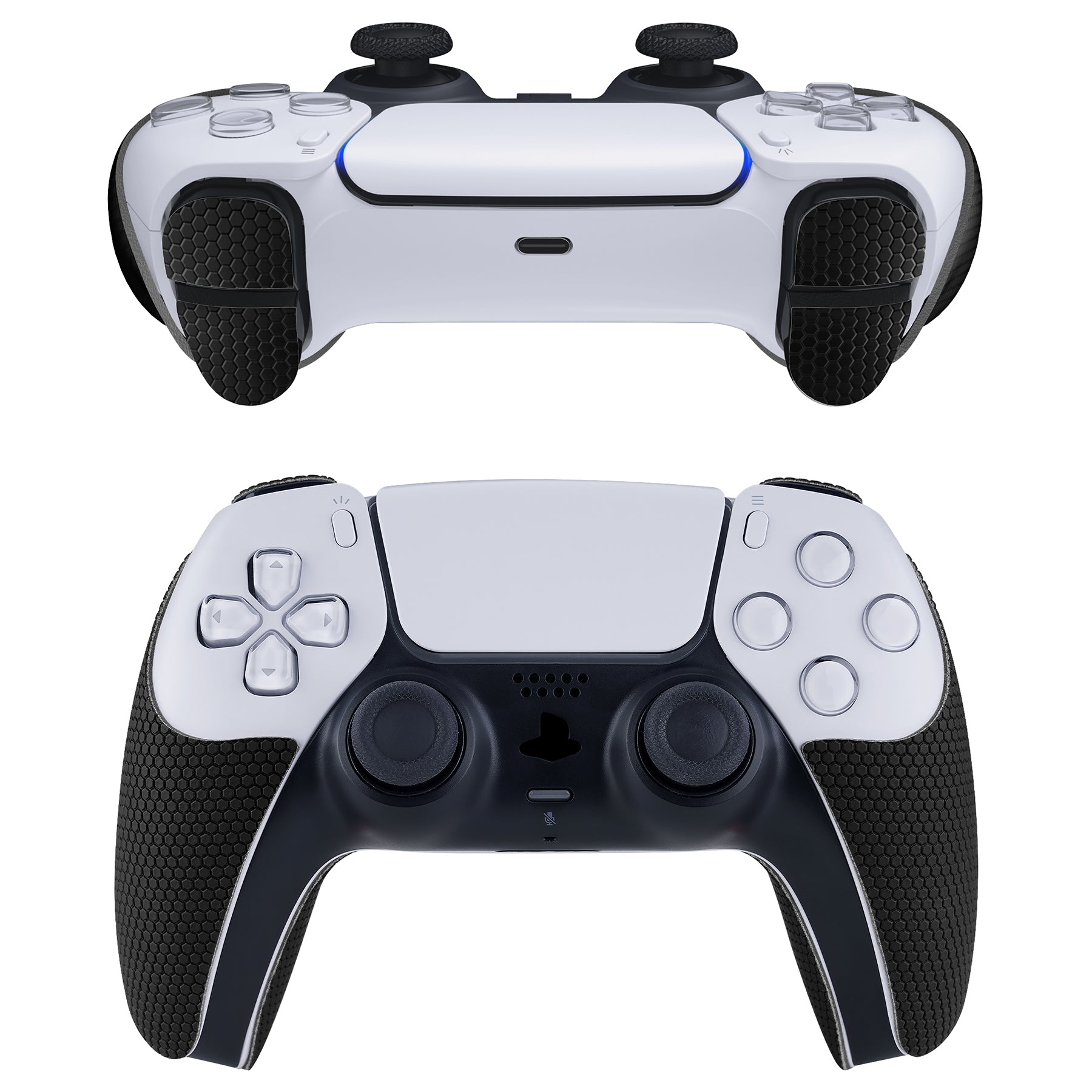 PlayVital Armored Edition Anti-Skid Sweat-Absorbent Controller Grip with Shoulder Button Trigger Stickers for PS5 Controller - Black - PFPJ049 PlayVital