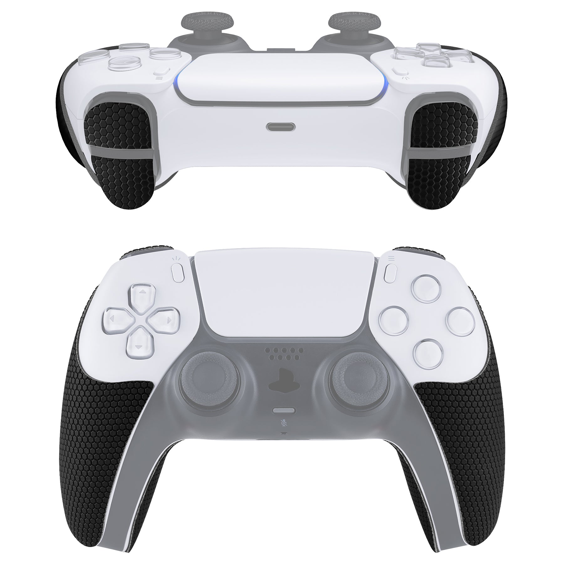 PlayVital Armored Edition Anti-Skid Sweat-Absorbent Controller Grip with Shoulder Button Trigger Stickers for PS5 Controller - Black - PFPJ049 PlayVital