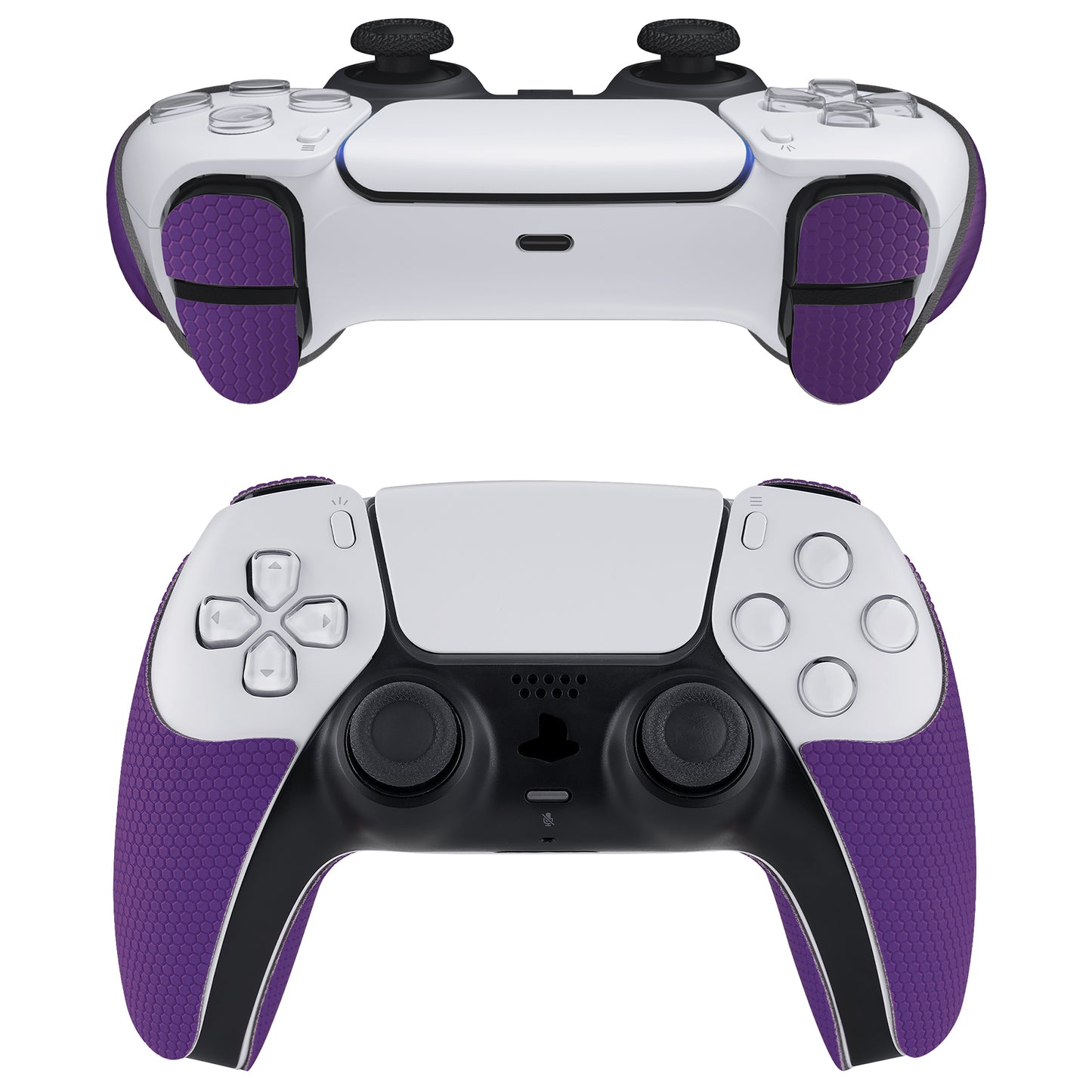 PlayVital Armored Edition Anti-Skid Sweat-Absorbent Controller Grip with Shoulder Button Trigger Stickers for PS5 Controller - Purple - PFPJ151 PlayVital