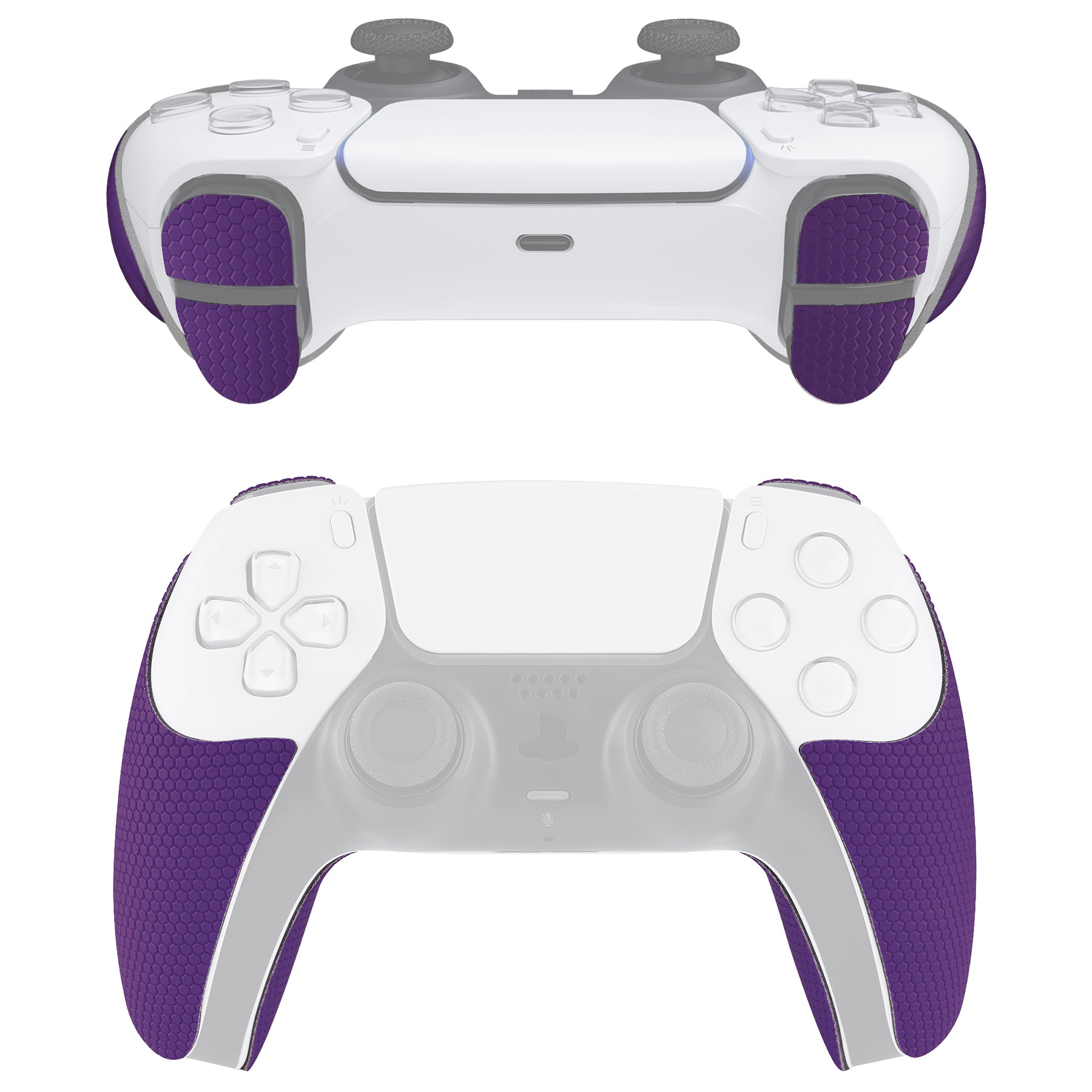 PlayVital Armored Edition Anti-Skid Sweat-Absorbent Controller Grip with Shoulder Button Trigger Stickers for PS5 Controller - Purple - PFPJ151 PlayVital