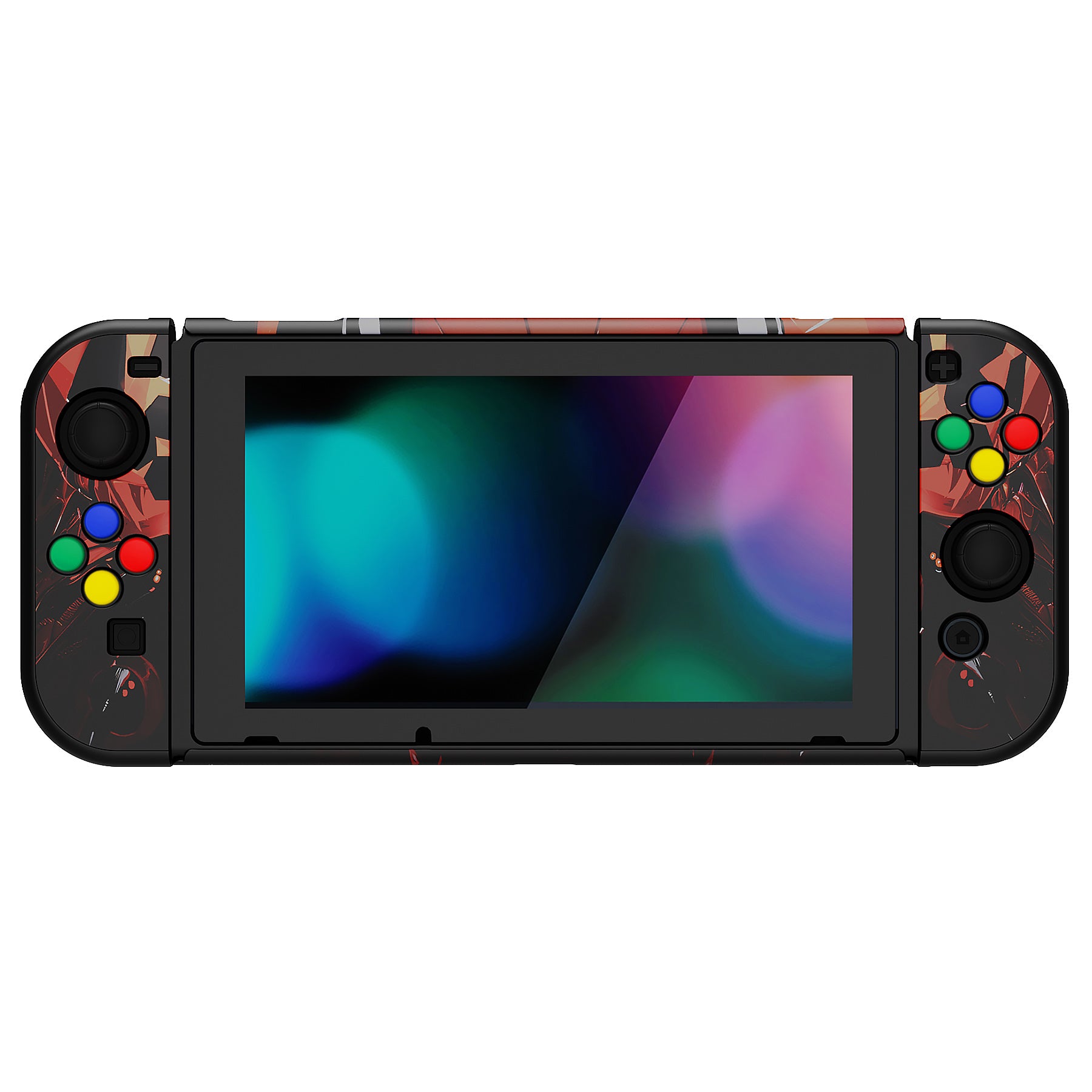 PlayVital Customized Dockable Hard Shell Protective Case with Colorful ABXY Direction Button Caps for Nintendo Switch Console - Spider Armor PlayVital