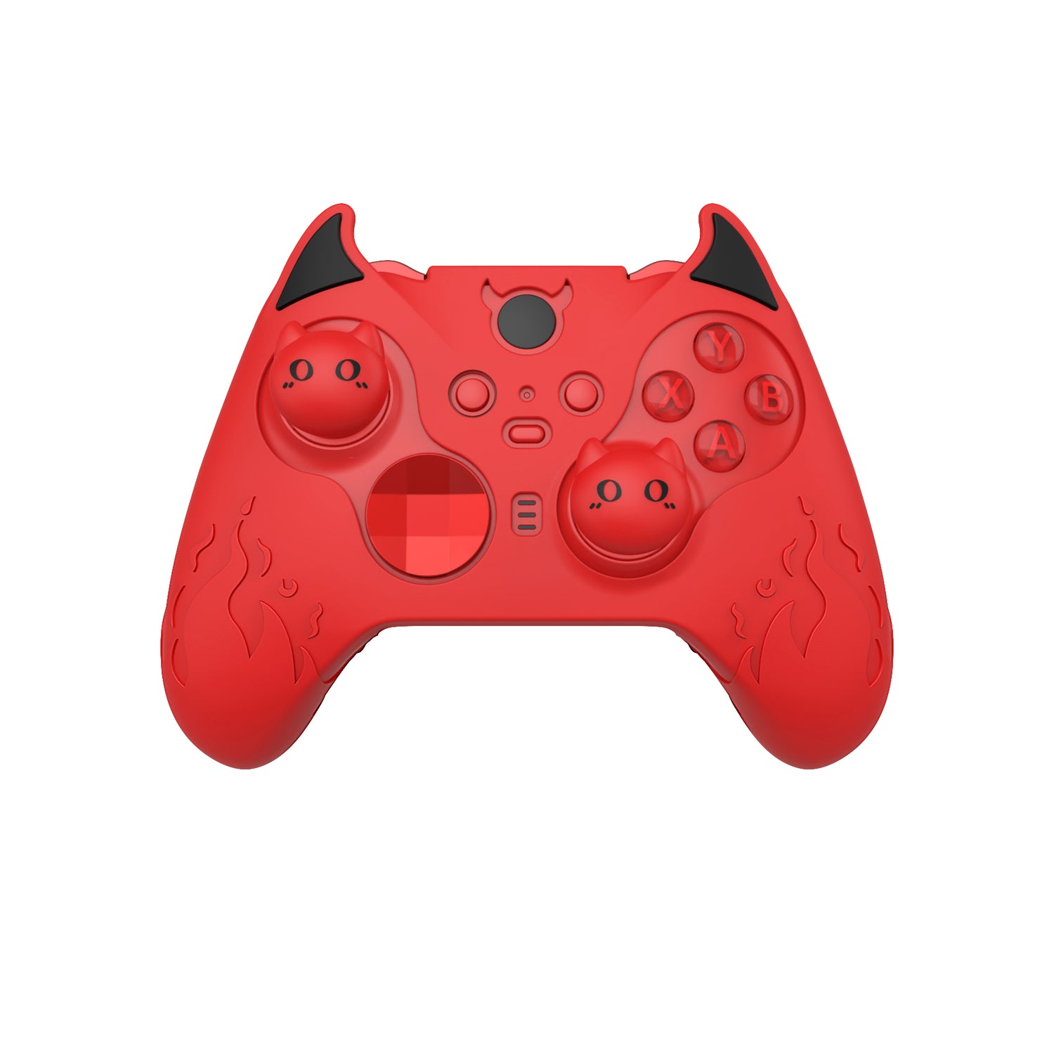 PlayVital Cute Demon Silicone Case Cover with Thumb Grips Caps for Xbox Elite Series 2 Controller & Xbox Elite Series 2 Core Controller - Red - UQNE2P002 PlayVital