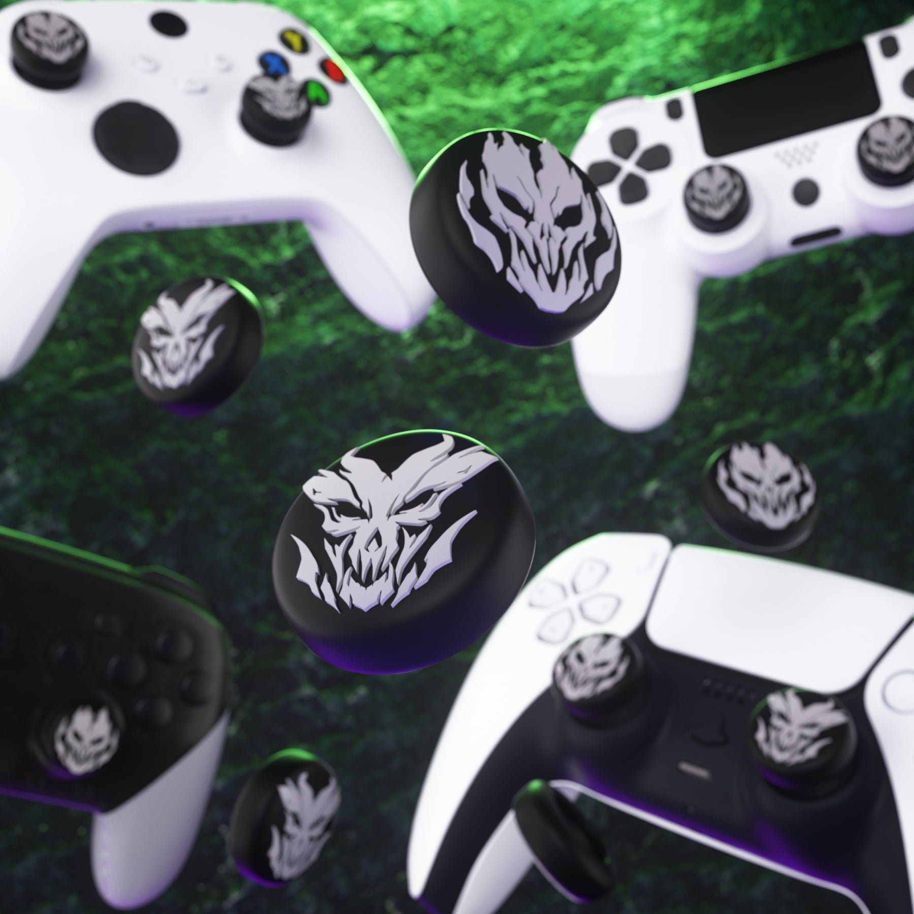 PlayVital Fire Demons Thumb Grip Caps for PS5 & PS4 & Xbox Series X/S & Switch Pro Controller PlayVital