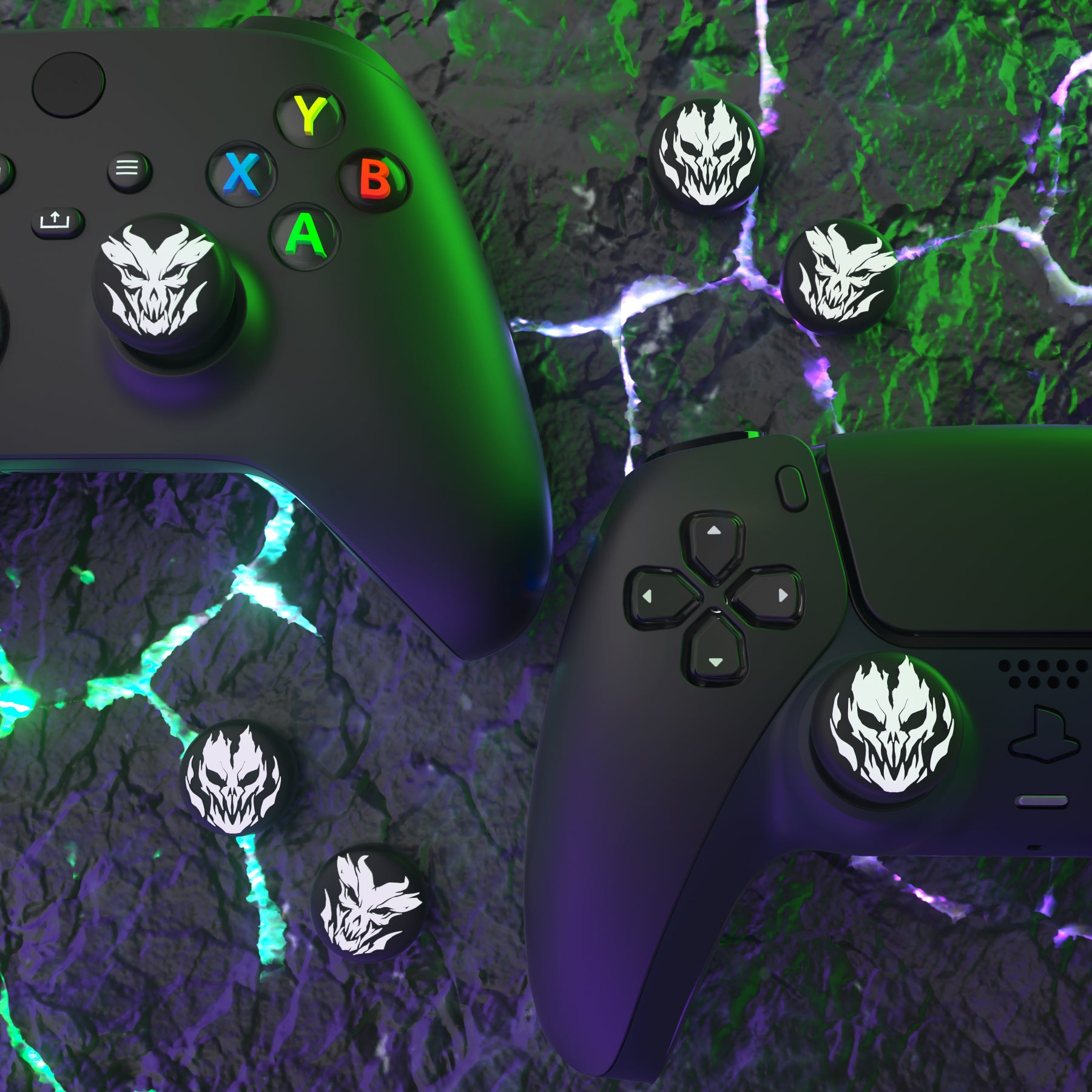 PlayVital Fire Demons Thumb Grip Caps for PS5 & PS4 & Xbox Series X/S & Switch Pro Controller PlayVital